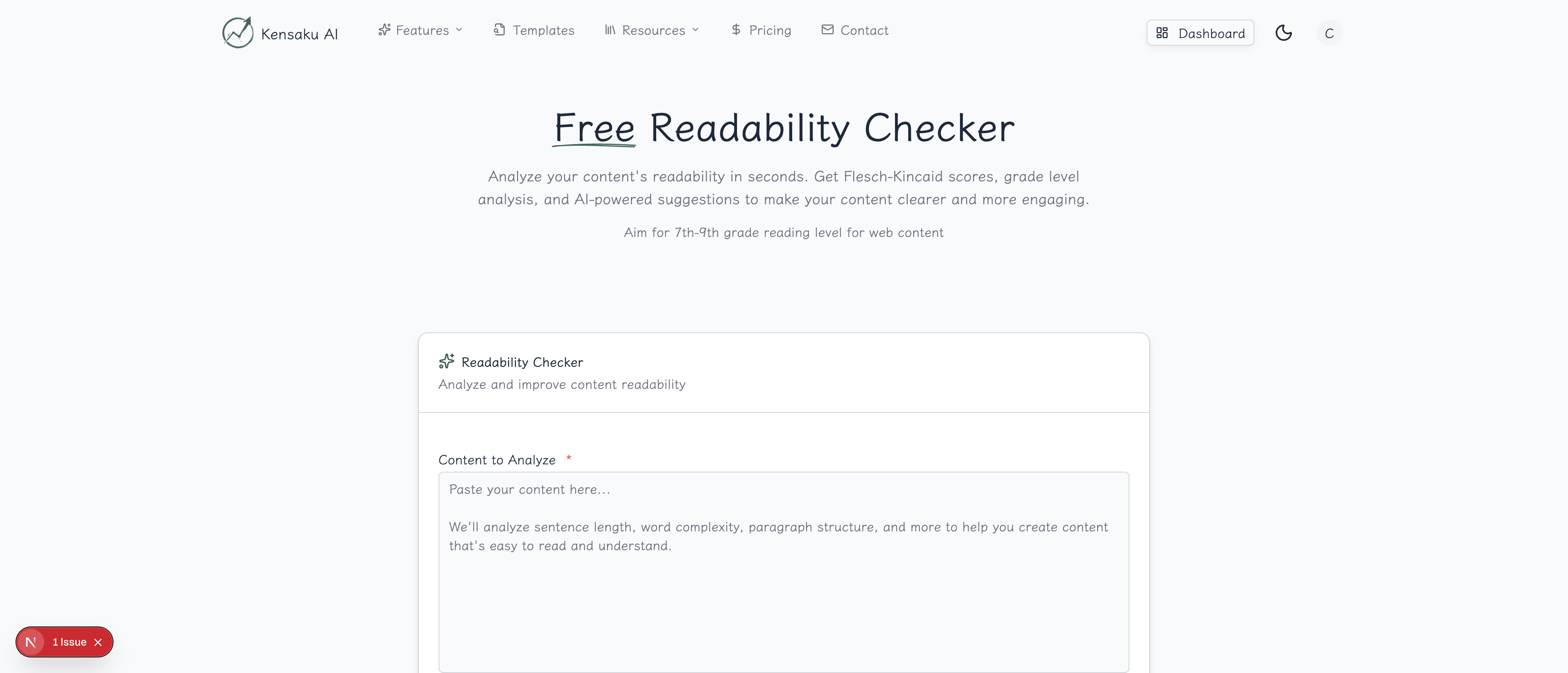 Readability Checker Interface