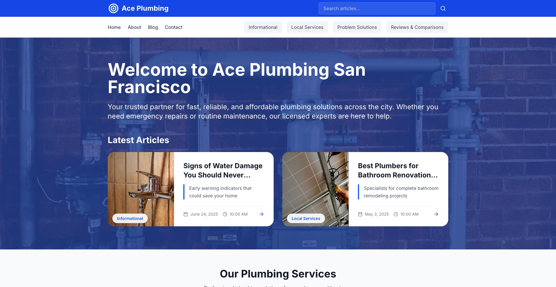 Ace Plumbing San Francisco question-template programmatic SEO template - 0 monthly traffic