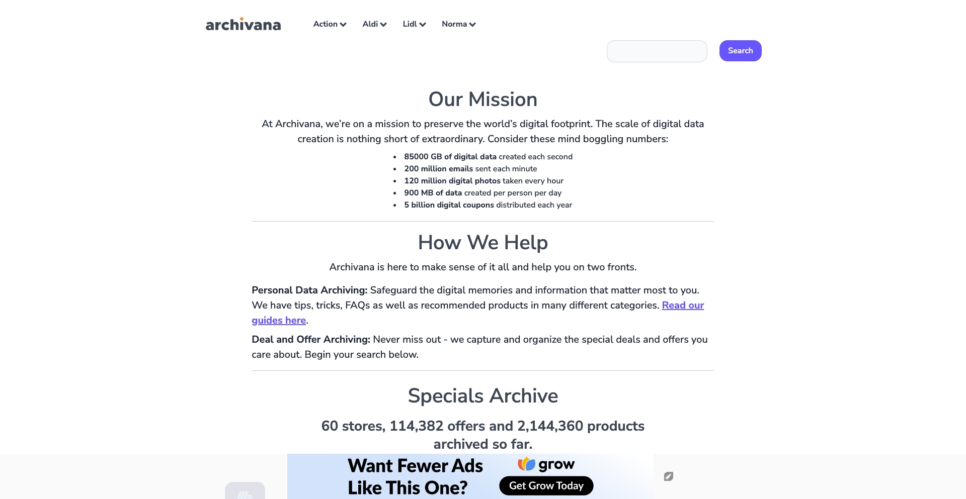 Archivana location-matrix programmatic SEO template - 1.4K monthly traffic