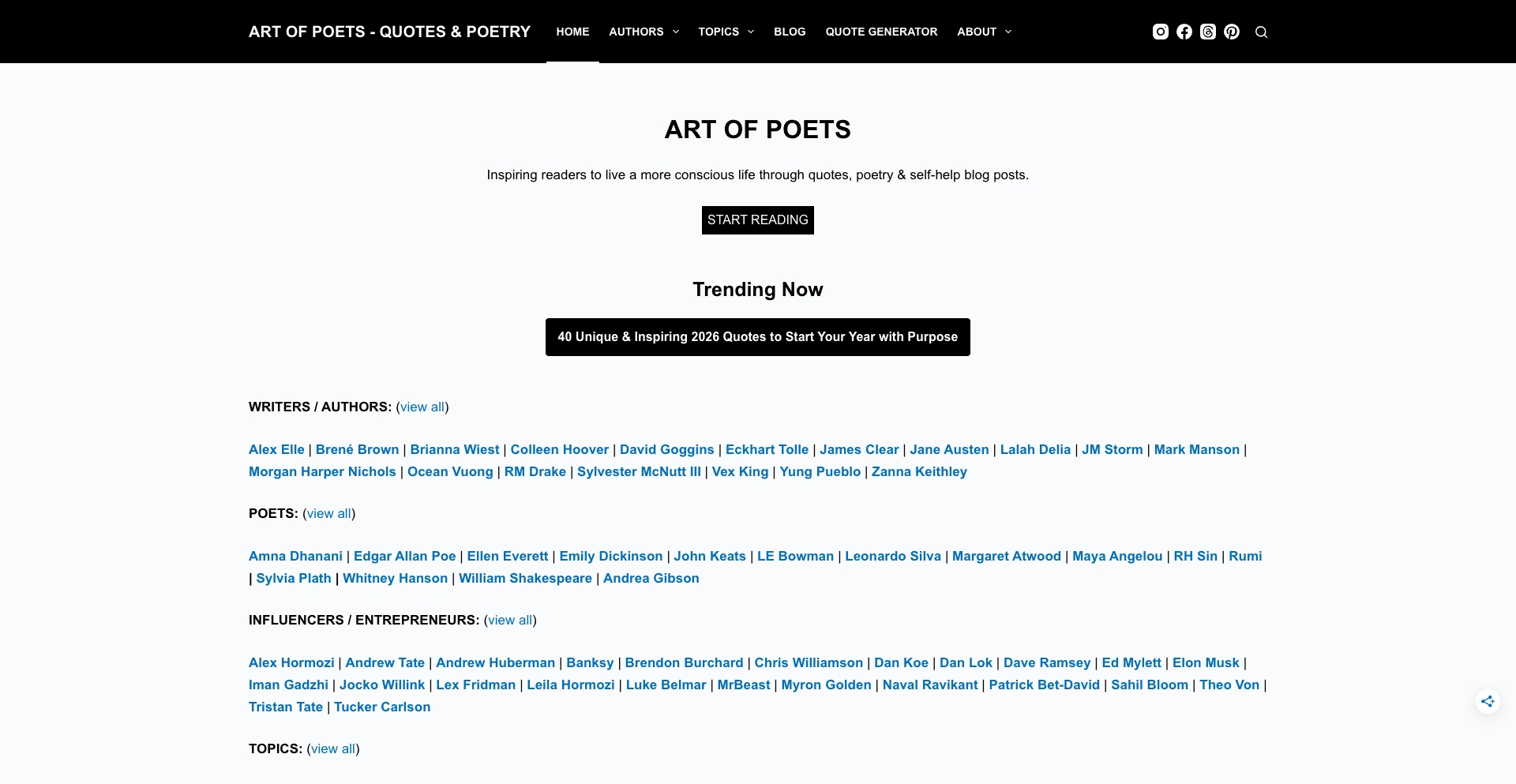 ART OF POETS entity-database programmatic SEO template - 3395 monthly traffic