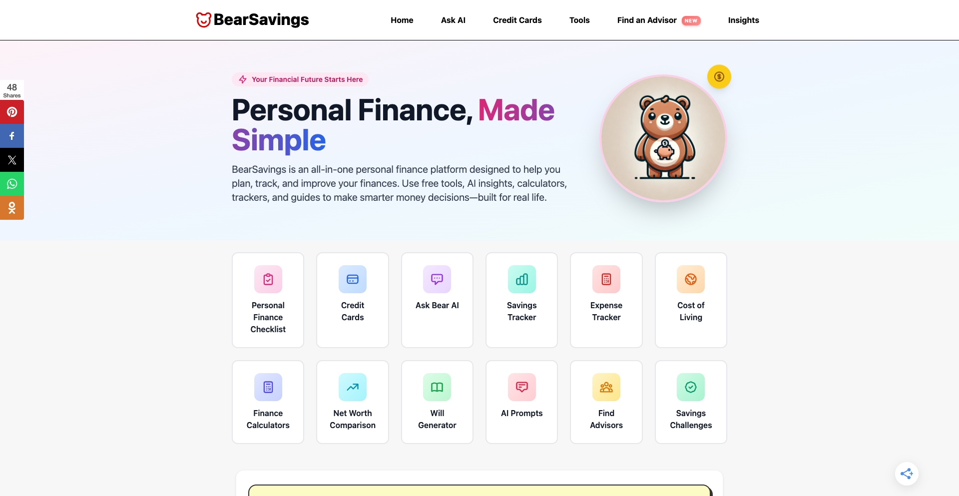 Bearsavings template programmatic SEO template - 1890 monthly traffic