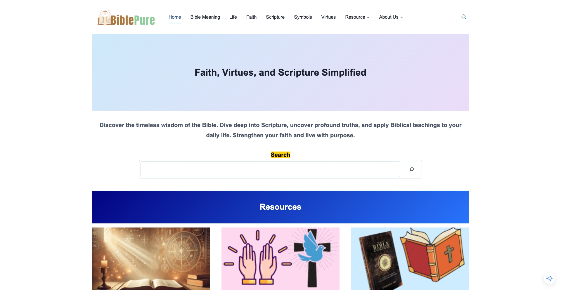 Bible Faith And Scripture Insights | Biblepure.com 2026 entity-database programmatic SEO template - 286 monthly traffic