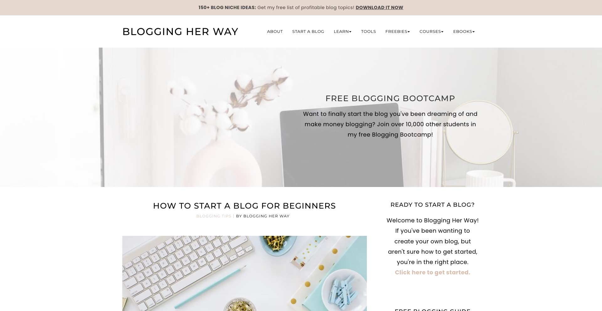 Blogging Her Way guide-template programmatic SEO template - 1.4K monthly traffic