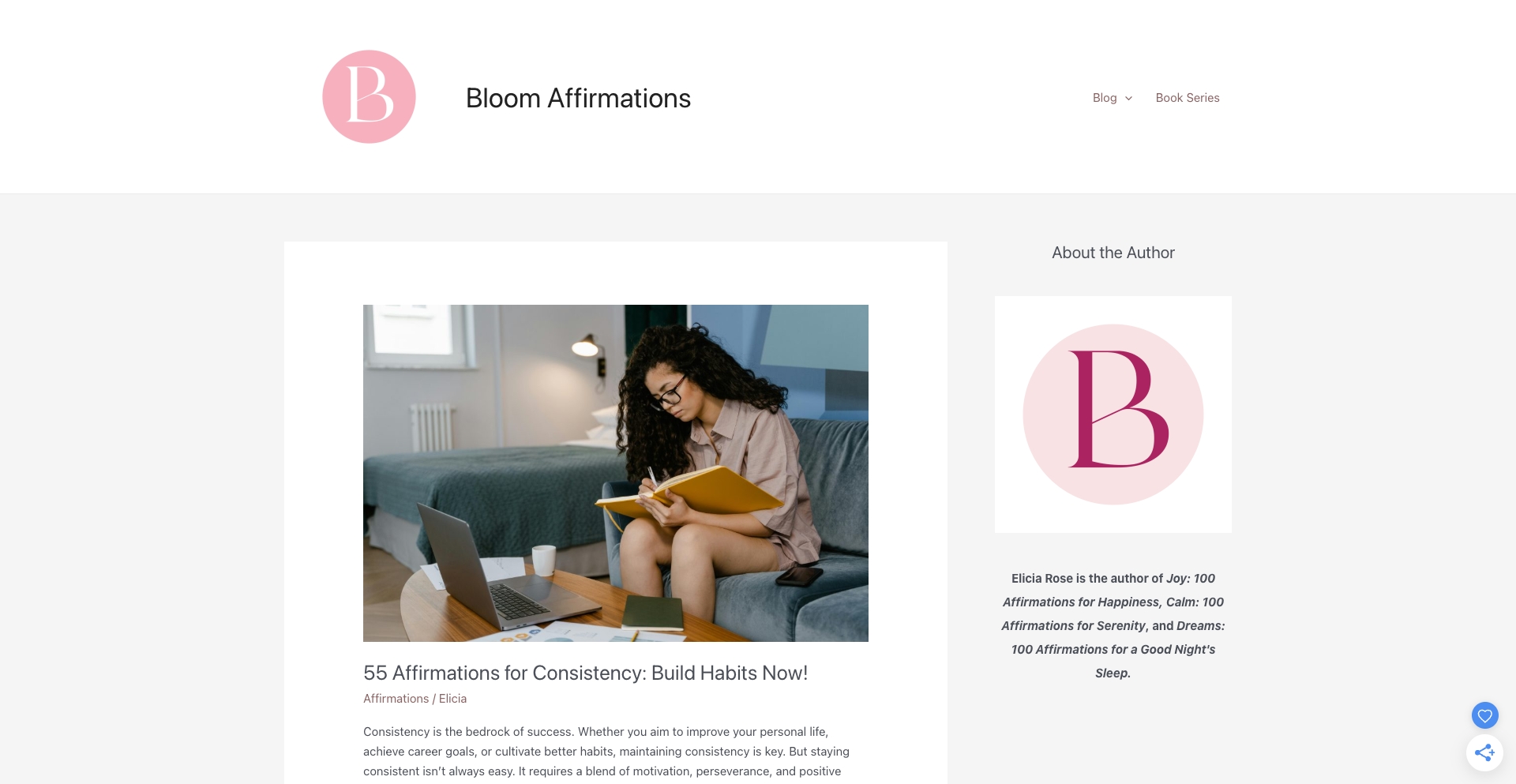 Bloom Affirmations topic-template programmatic SEO template - 355 monthly traffic