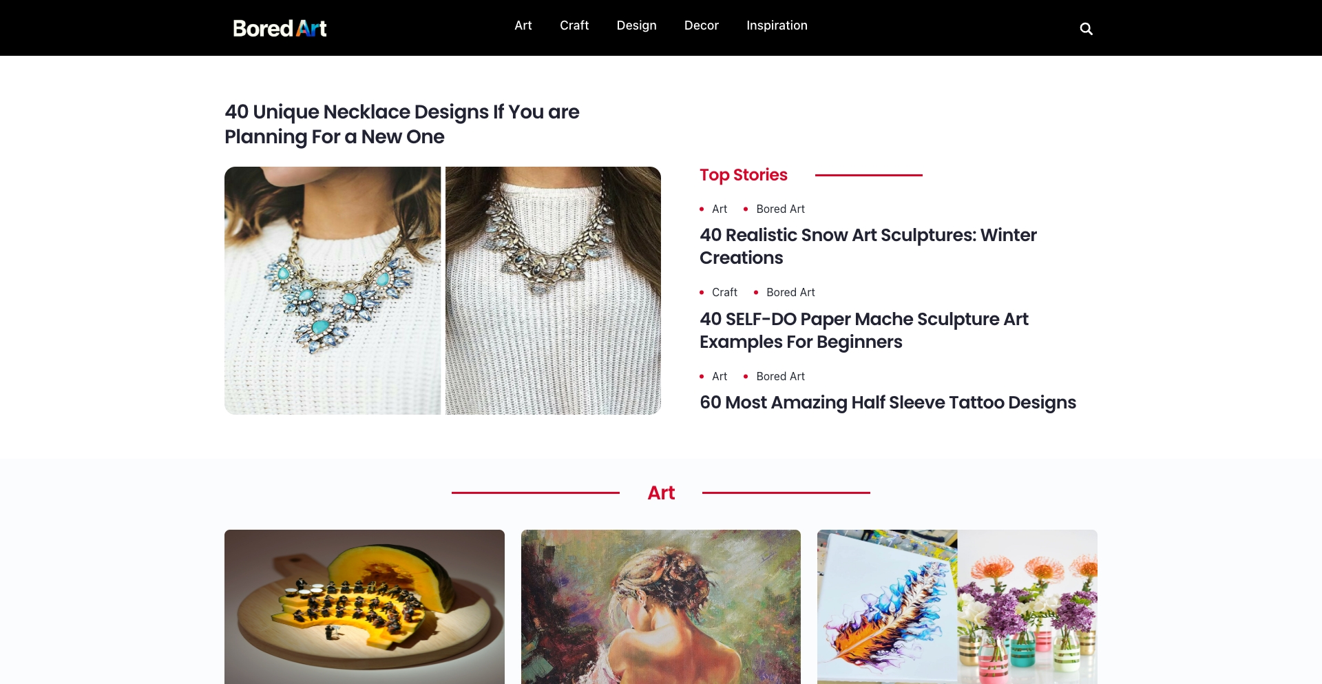 Bored Art numbered-list programmatic SEO template - 1.1K monthly traffic