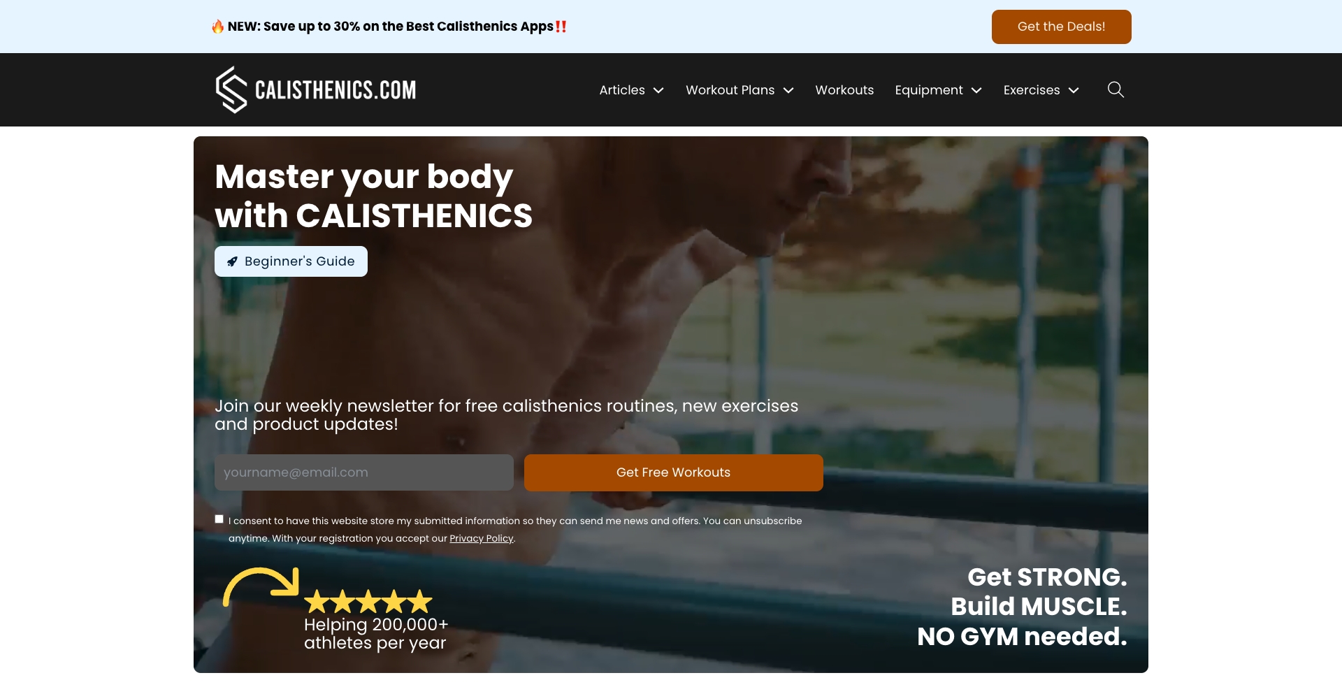 CALISTHENICS Workouts & Equipment | OFFICIAL entity-database programmatic SEO template - 8671 monthly traffic