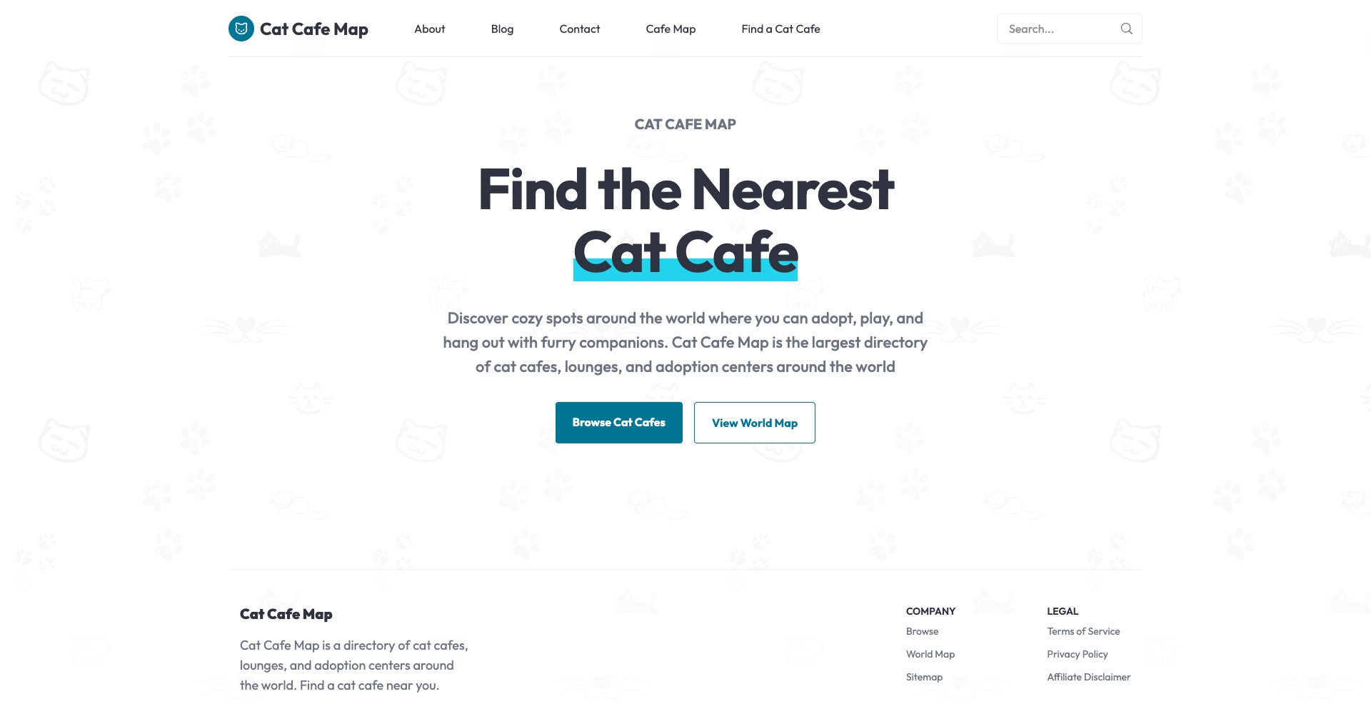 Cat Cafe Map location-database programmatic SEO template - 103 monthly traffic