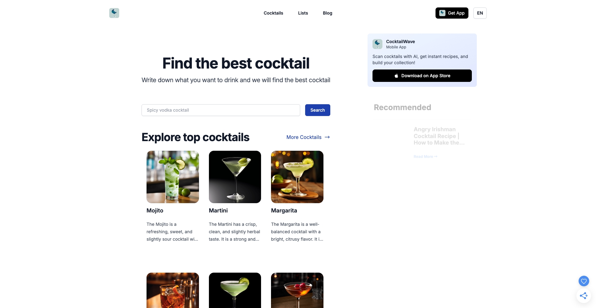 Cocktail Wave entity-database programmatic SEO template - 3.2K monthly traffic