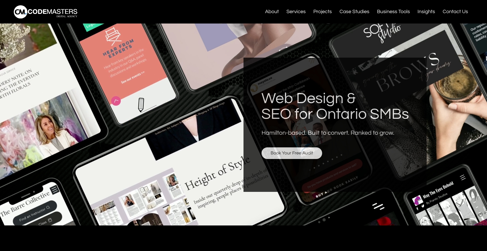 Hamilton Web Design & SEO Agency | CodeMasters Agency location-data programmatic SEO template - 375 monthly traffic