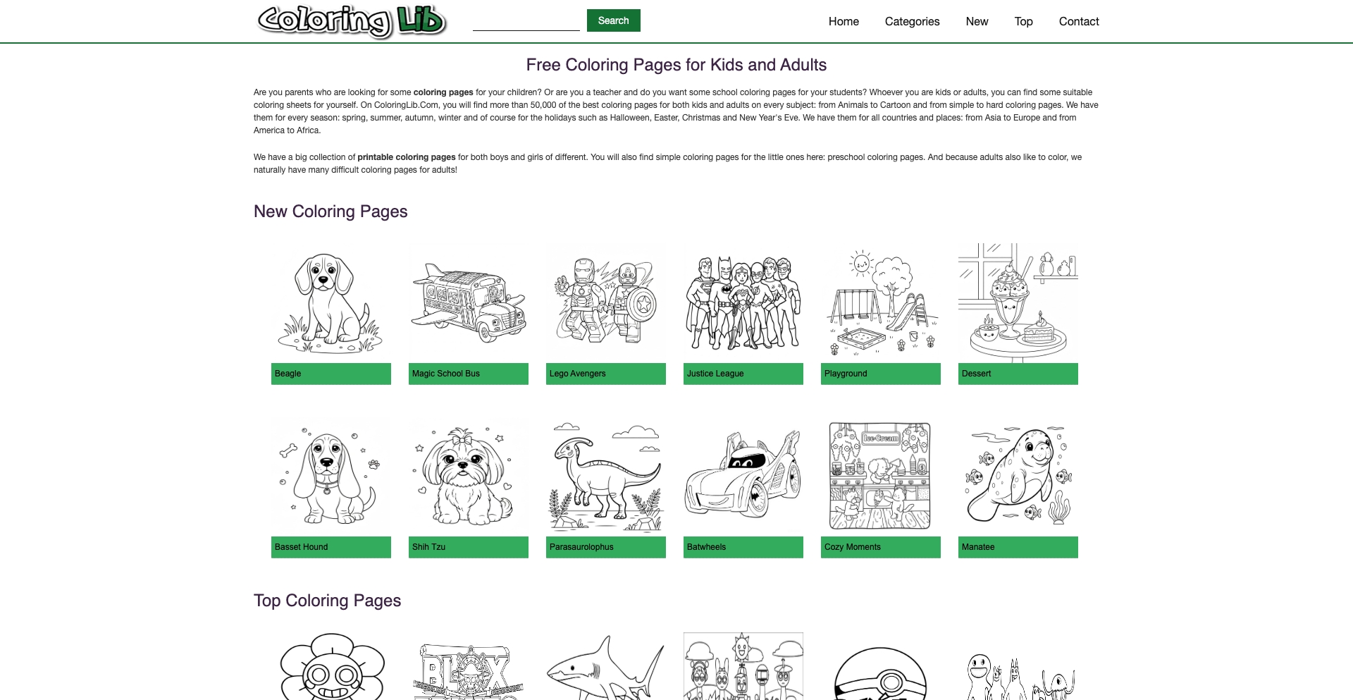 Coloringlib template programmatic SEO template - 20890 monthly traffic