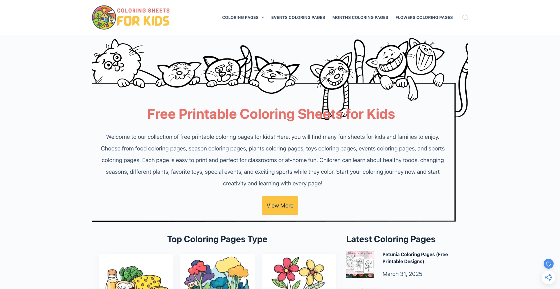 Coloring Sheets For Kids entity-database programmatic SEO template - 94 monthly traffic
