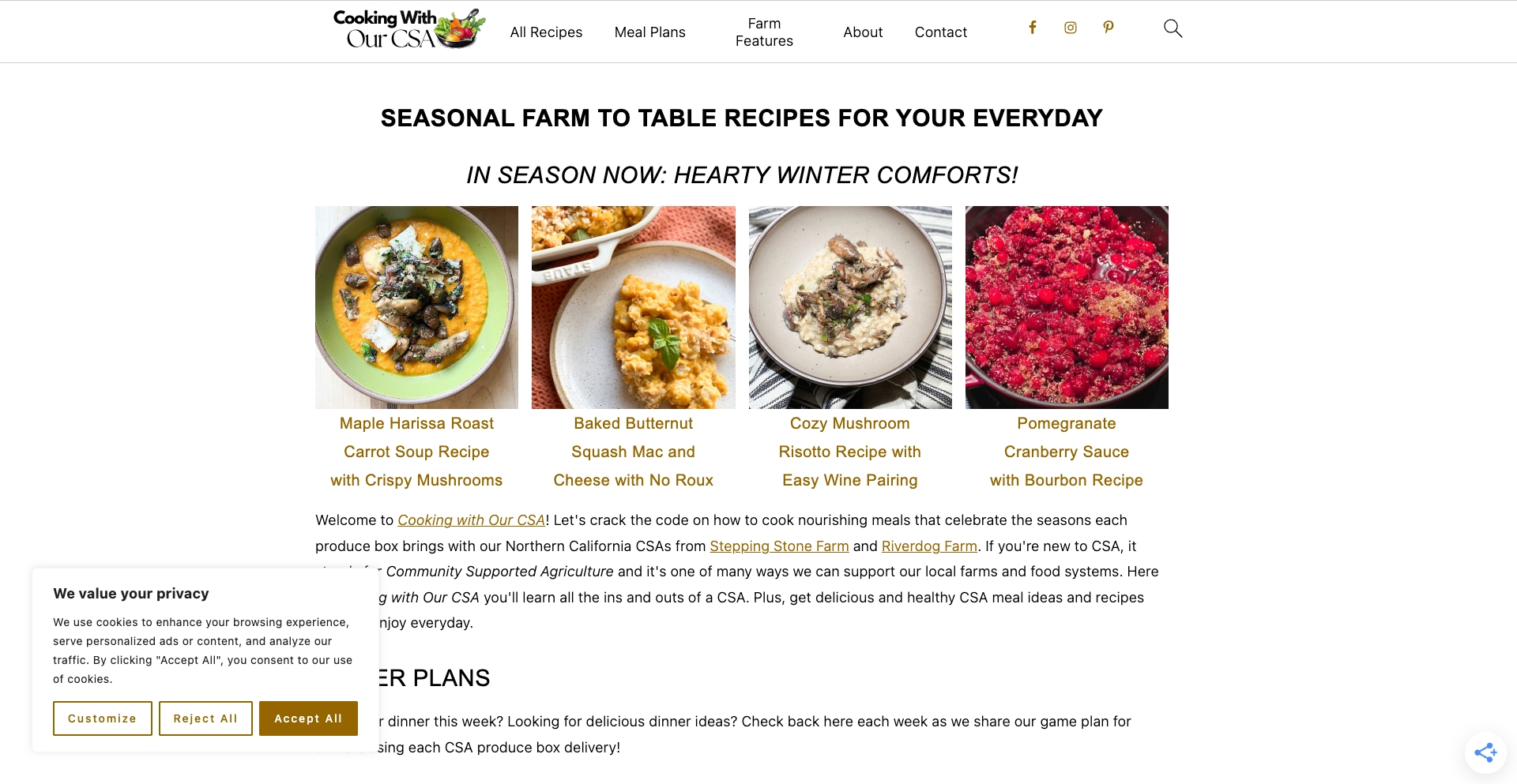 Cooking With Our CSA | Seasonal Recipes for Your Everyday template programmatic SEO template - 4159 monthly traffic