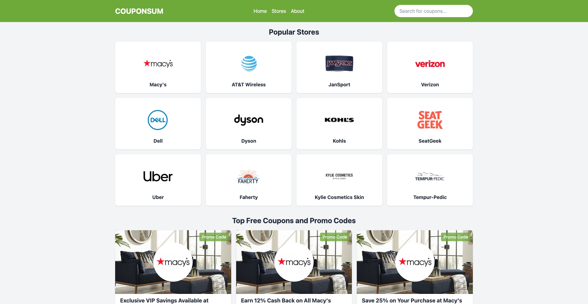 Coupon Sum store-brand programmatic SEO template - 0 monthly traffic