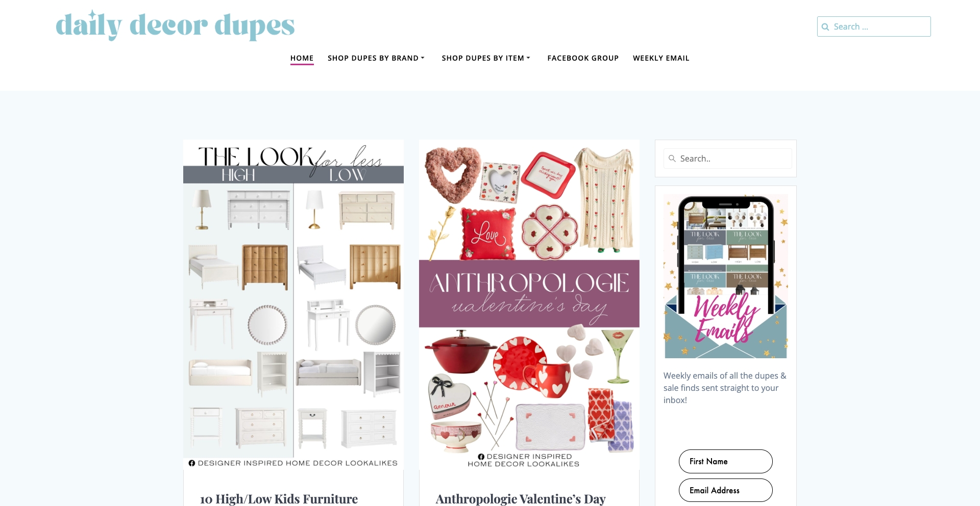 Daily Decor Dupes dupe-template programmatic SEO template - 377 monthly traffic