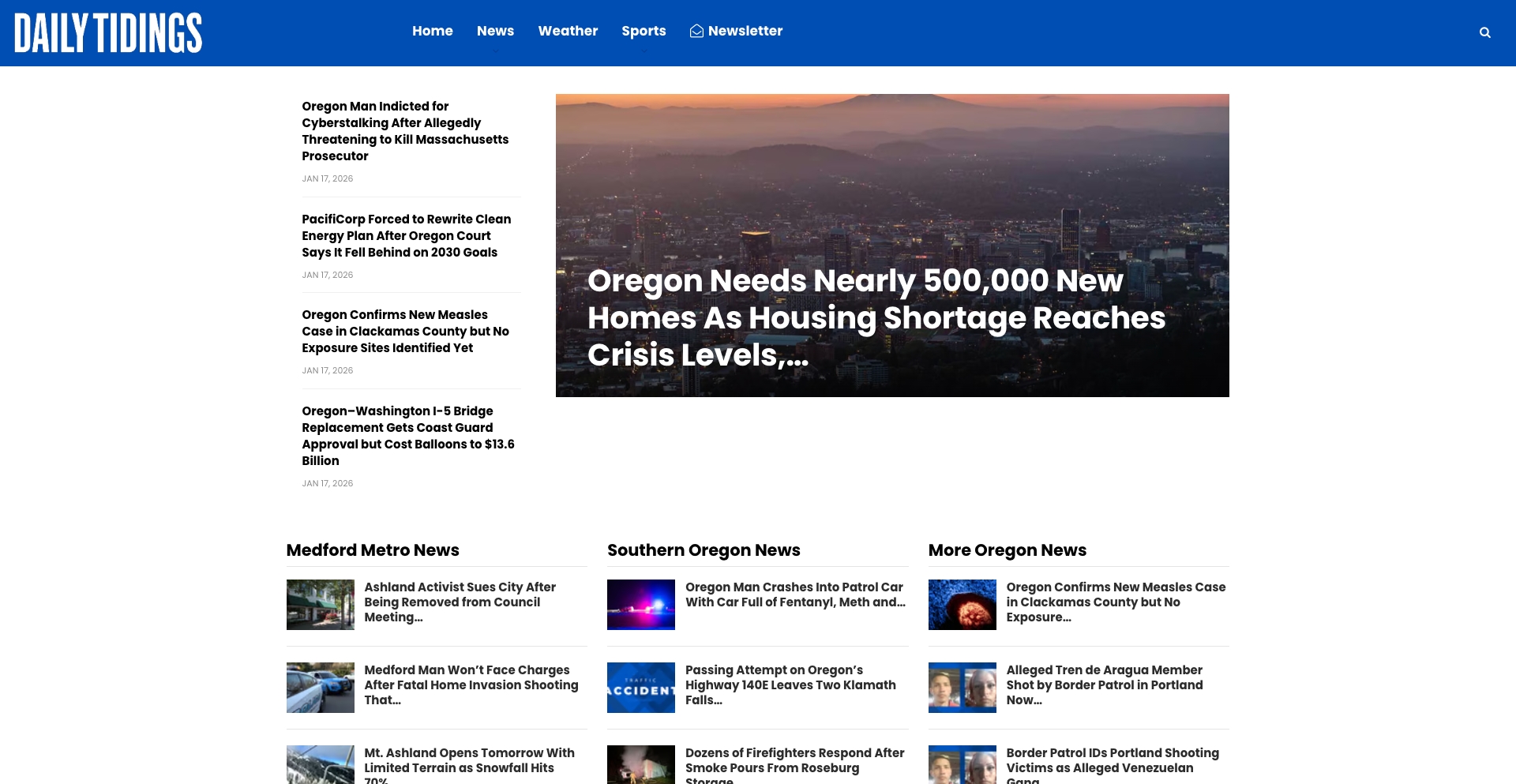 Southern Oregon & The Willamette Valley Local News | Daily Tidings location-data programmatic SEO template - 0 monthly traffic