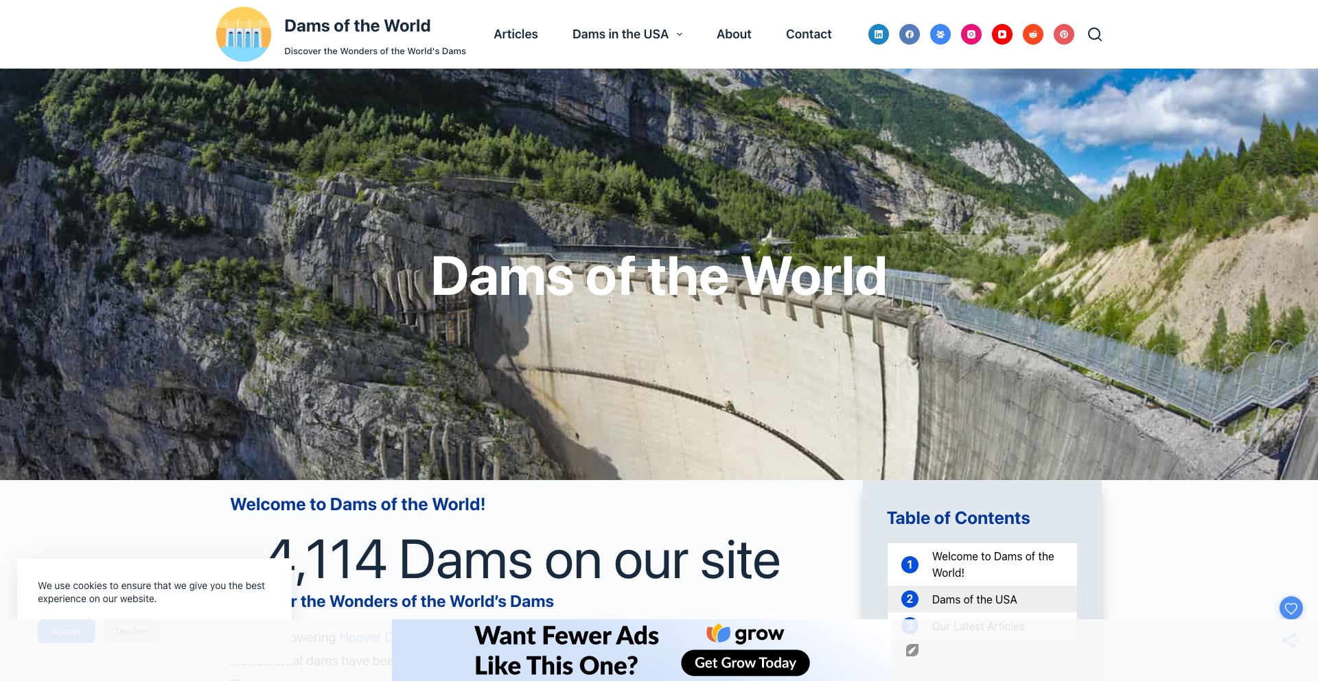 Dams of the World location-database programmatic SEO template - 87 monthly traffic