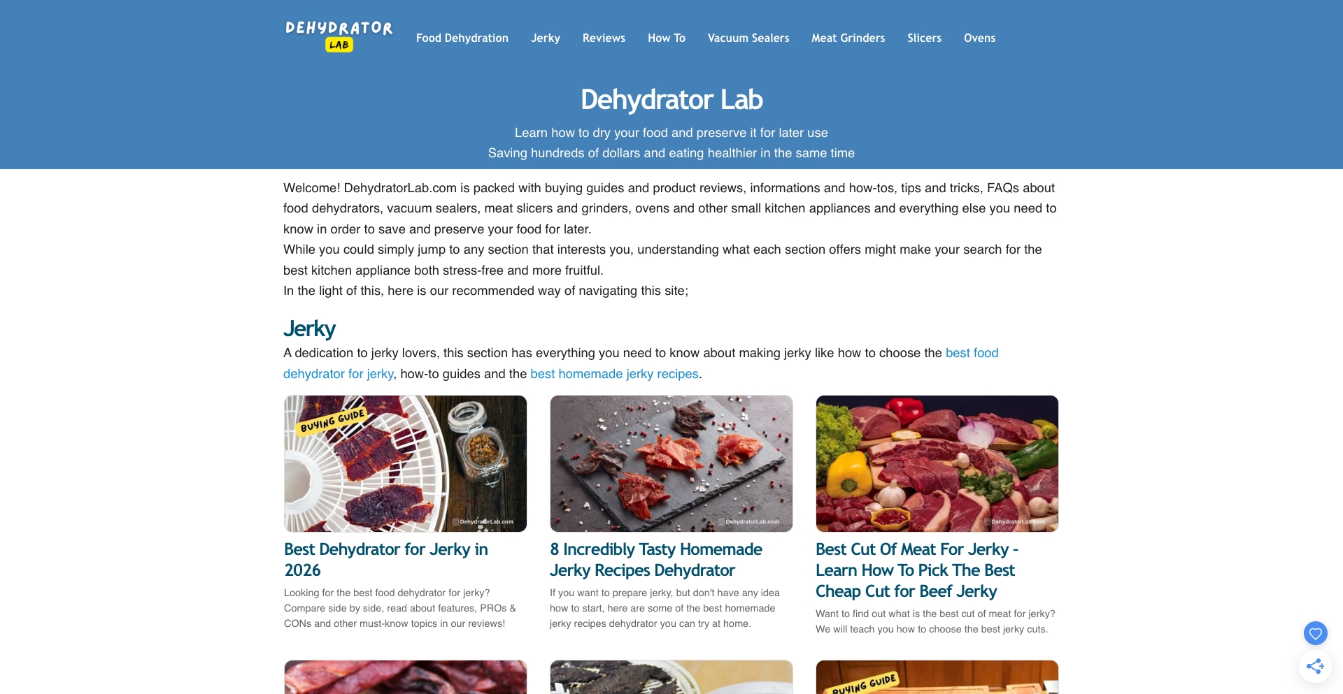 Dehydrator Lab entity-database programmatic SEO template - 0 monthly traffic