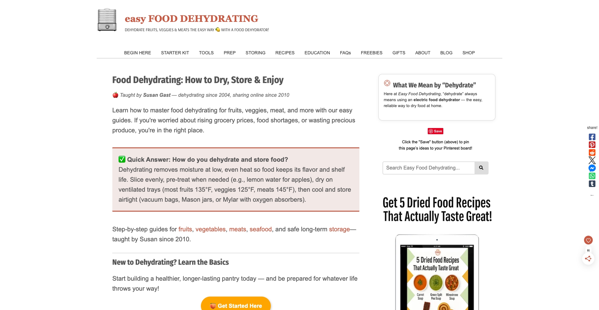 Easy Food Dehydratingcom template programmatic SEO template - 0 monthly traffic
