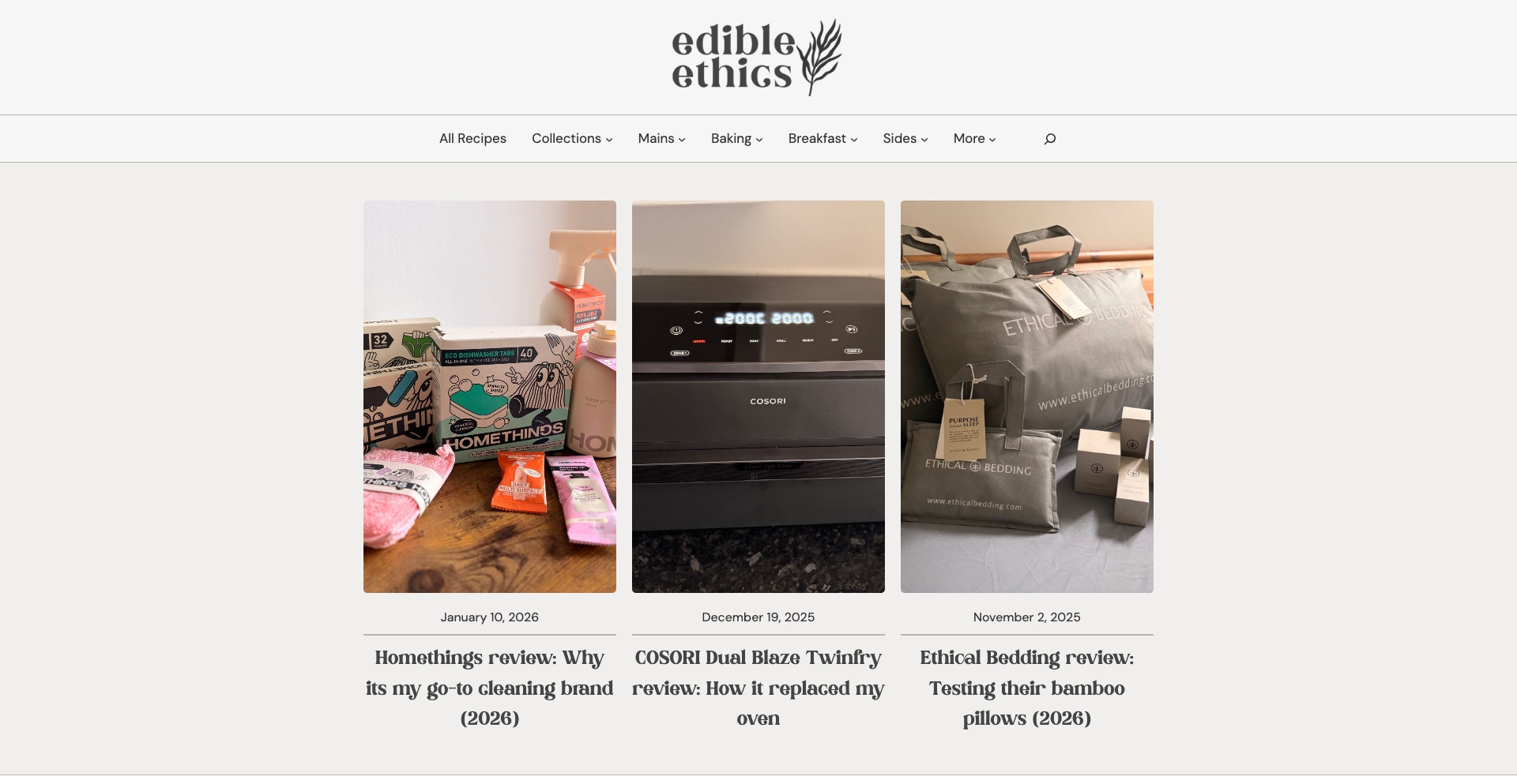 Vegan food blog » reviews, recipes & guides | Edible Ethics recipe programmatic SEO template - 18284 monthly traffic