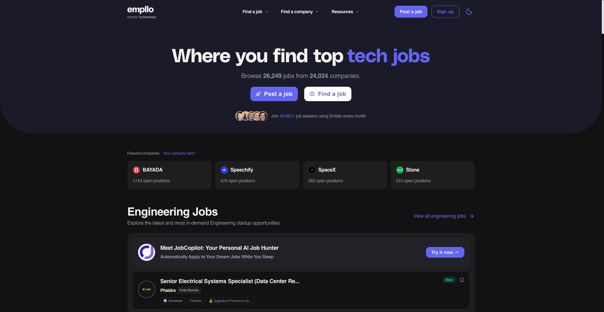 Empllo (Formerly TryRemotely) location-data programmatic SEO template - 126 monthly traffic