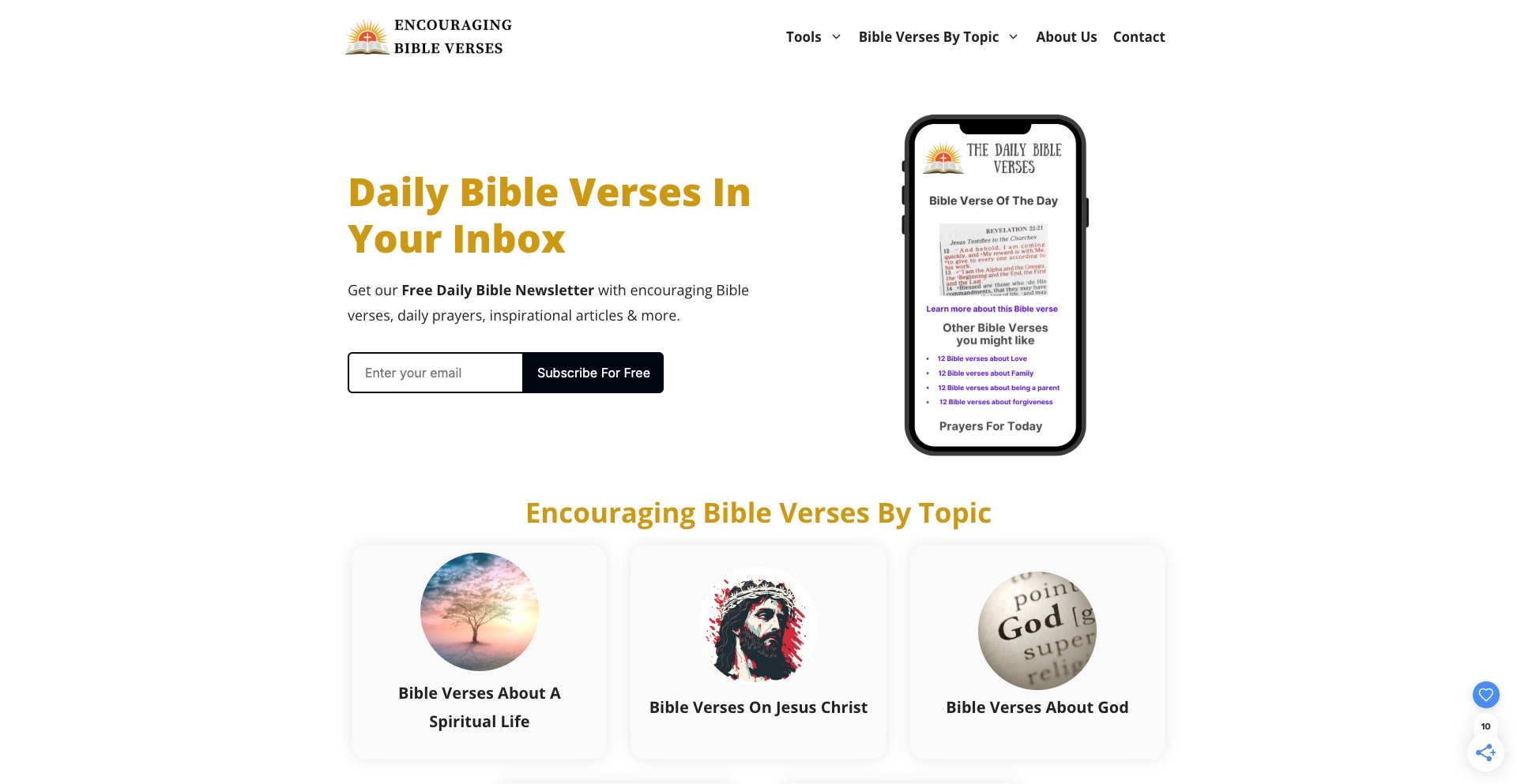 Encouragingbibleverses content programmatic SEO template - 0 monthly traffic