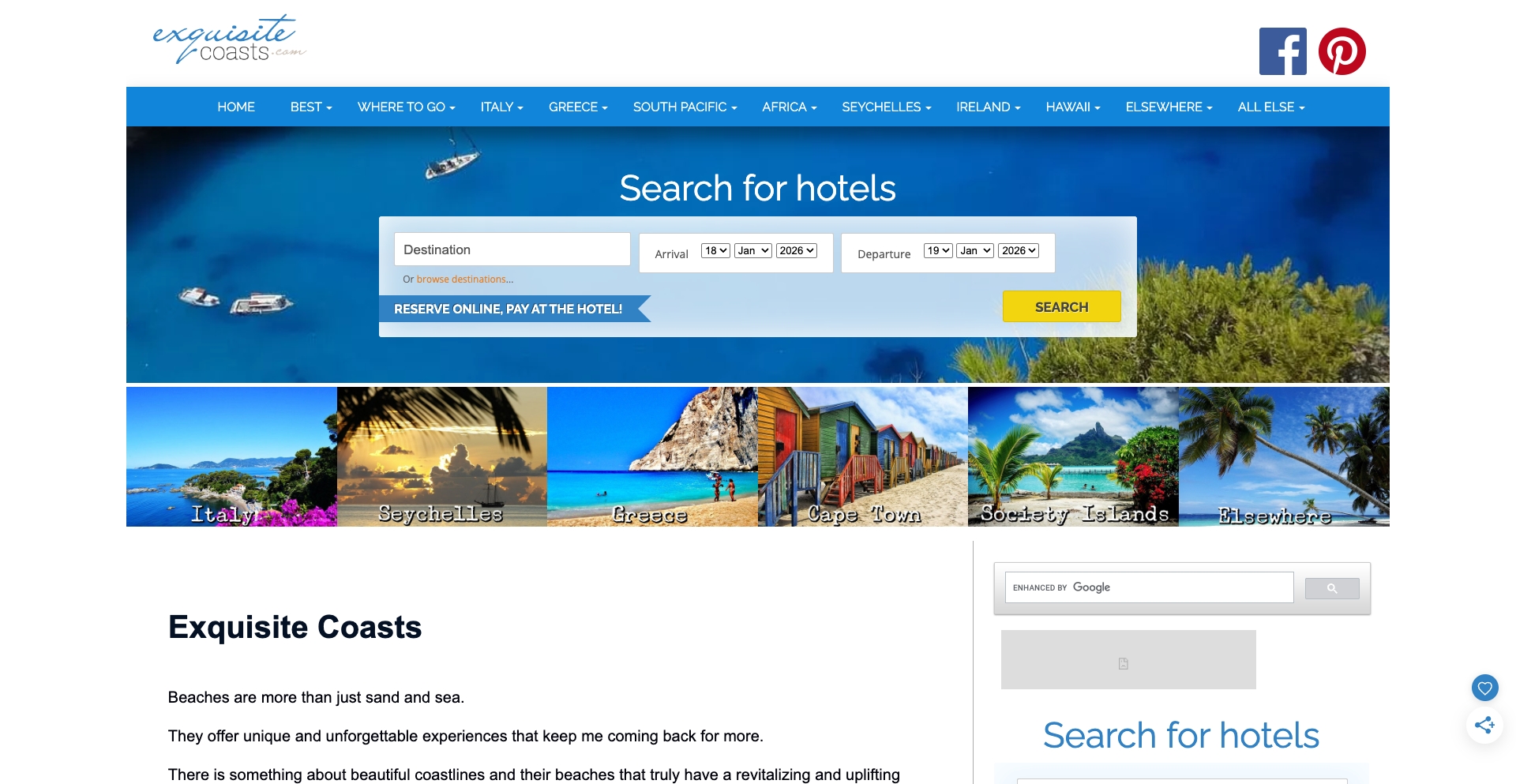 The World's Most Exquisite Coastlines and Beaches location-data programmatic SEO template - 11415 monthly traffic