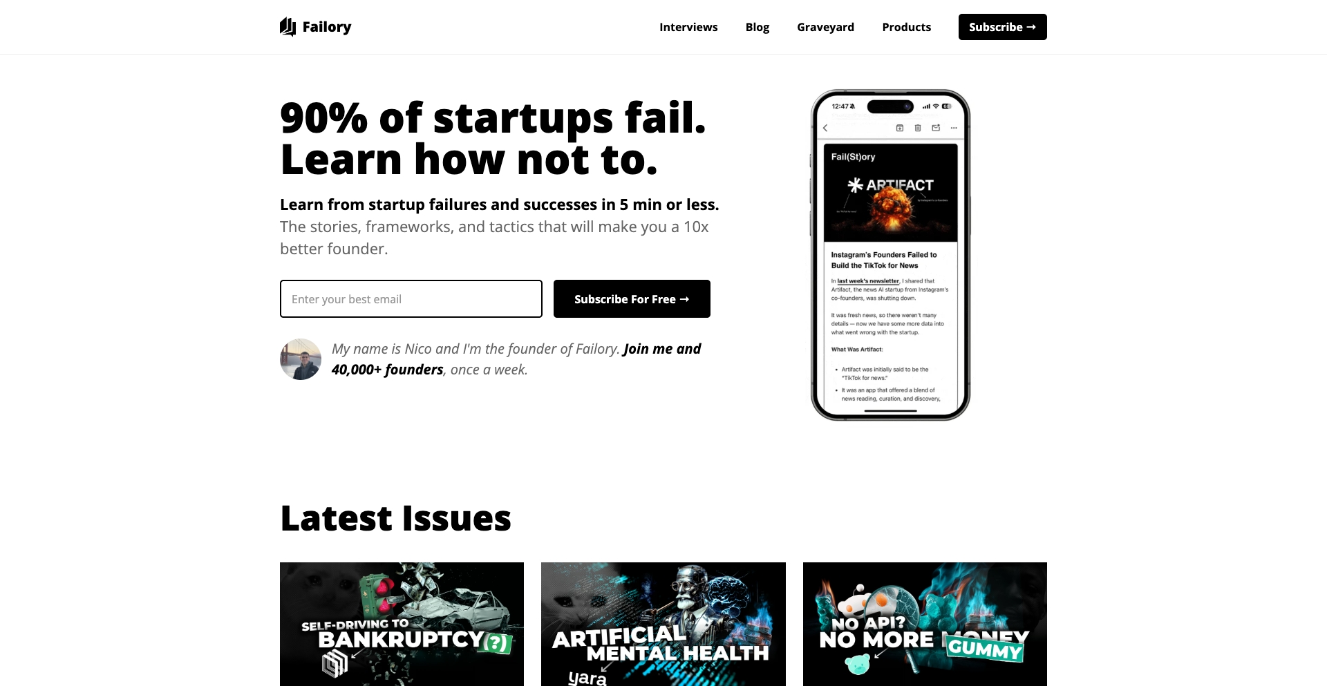 Failory company-data programmatic SEO template - 178K monthly traffic