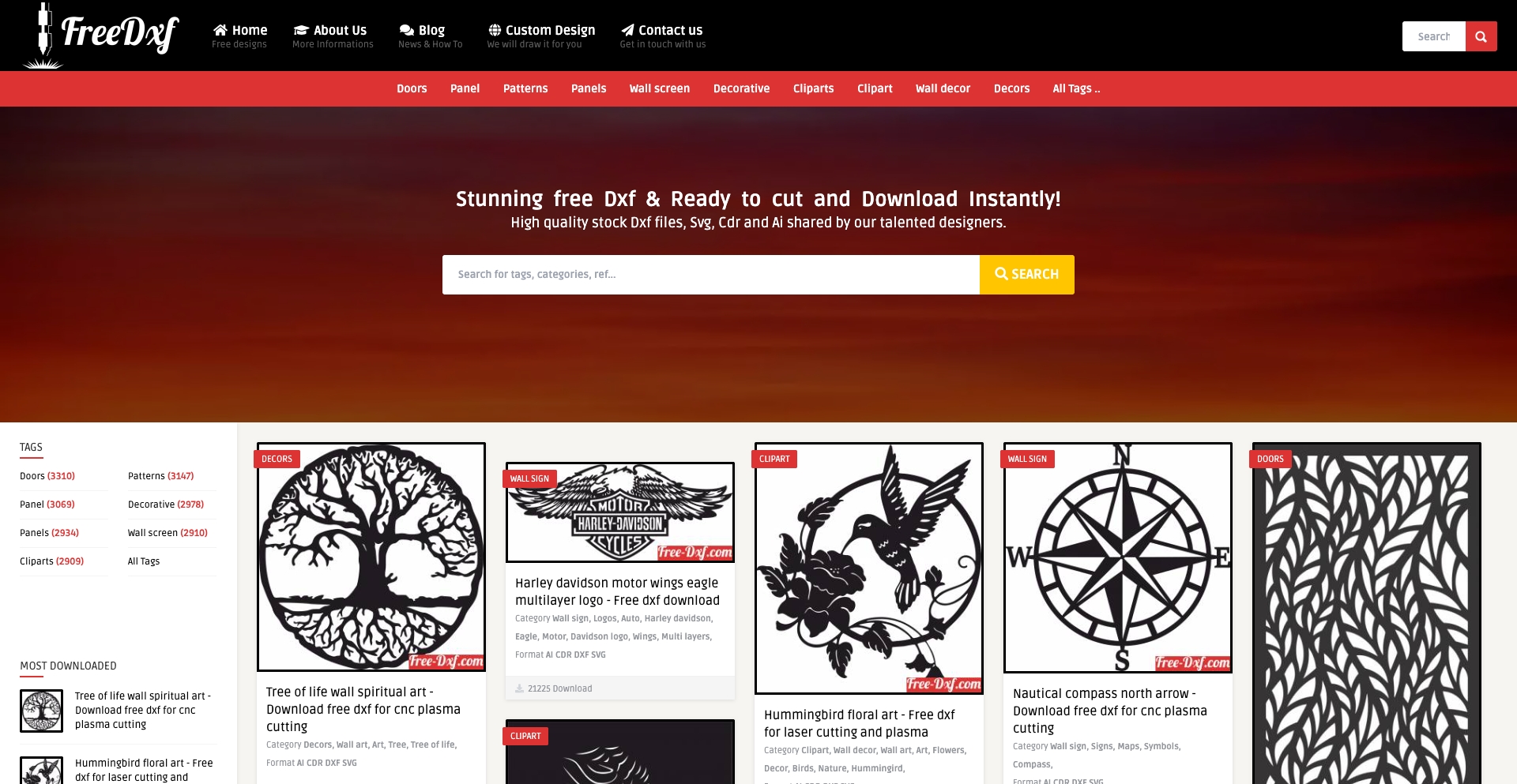 free dxf and vector files to download and ready to cut content programmatic SEO template - 11142 monthly traffic