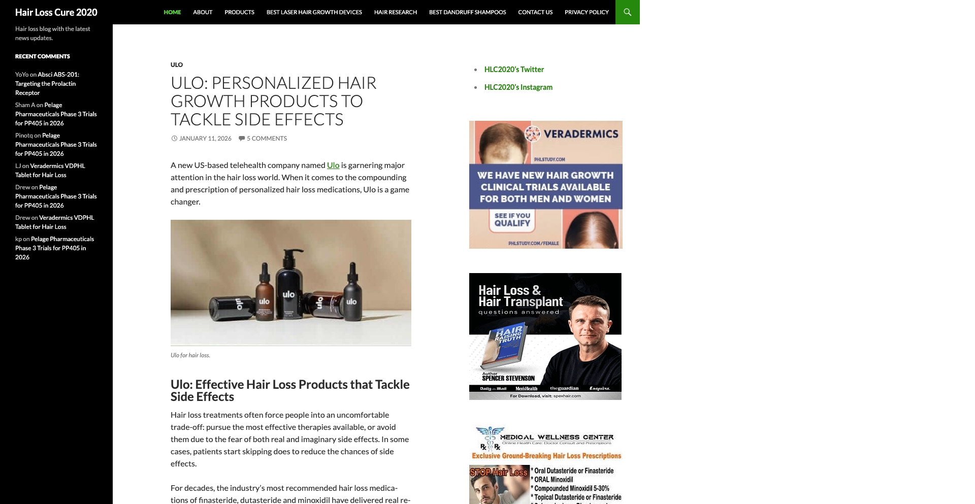 Hair Loss Cure 2020 category-taxonomy programmatic SEO template - 3.4K monthly traffic