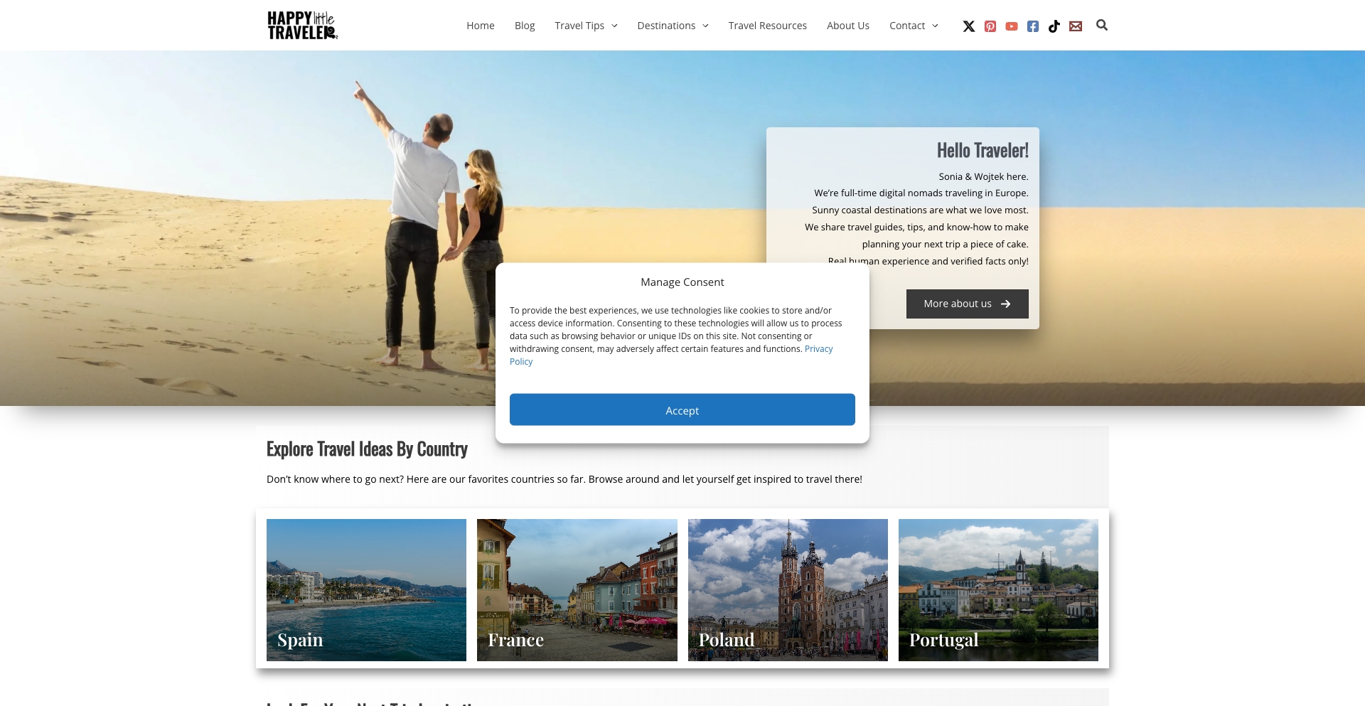 Travel Guides and Digital Nomads Life | Happy Little Traveler location-data programmatic SEO template - 3064 monthly traffic