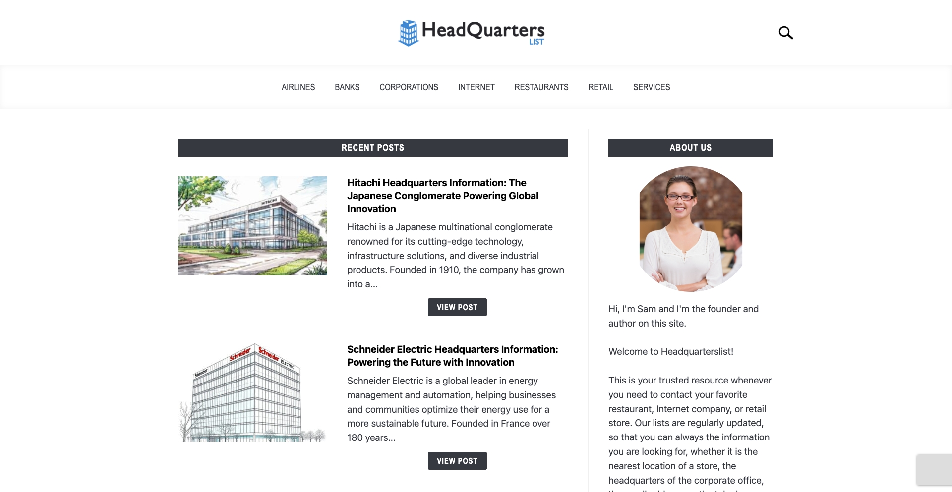 Headquarterslist entity-database programmatic SEO template - 0 monthly traffic