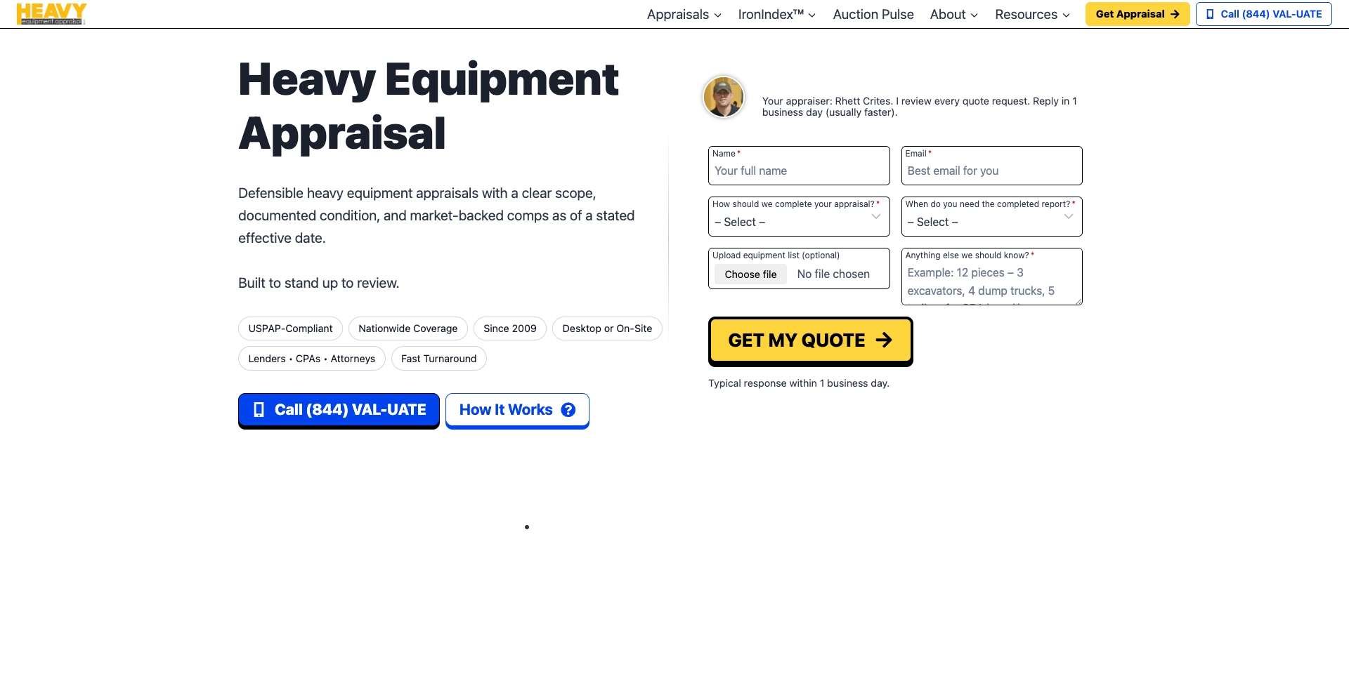Heavy Equipment Appraisal equipment-matrix programmatic SEO template - 399 monthly traffic