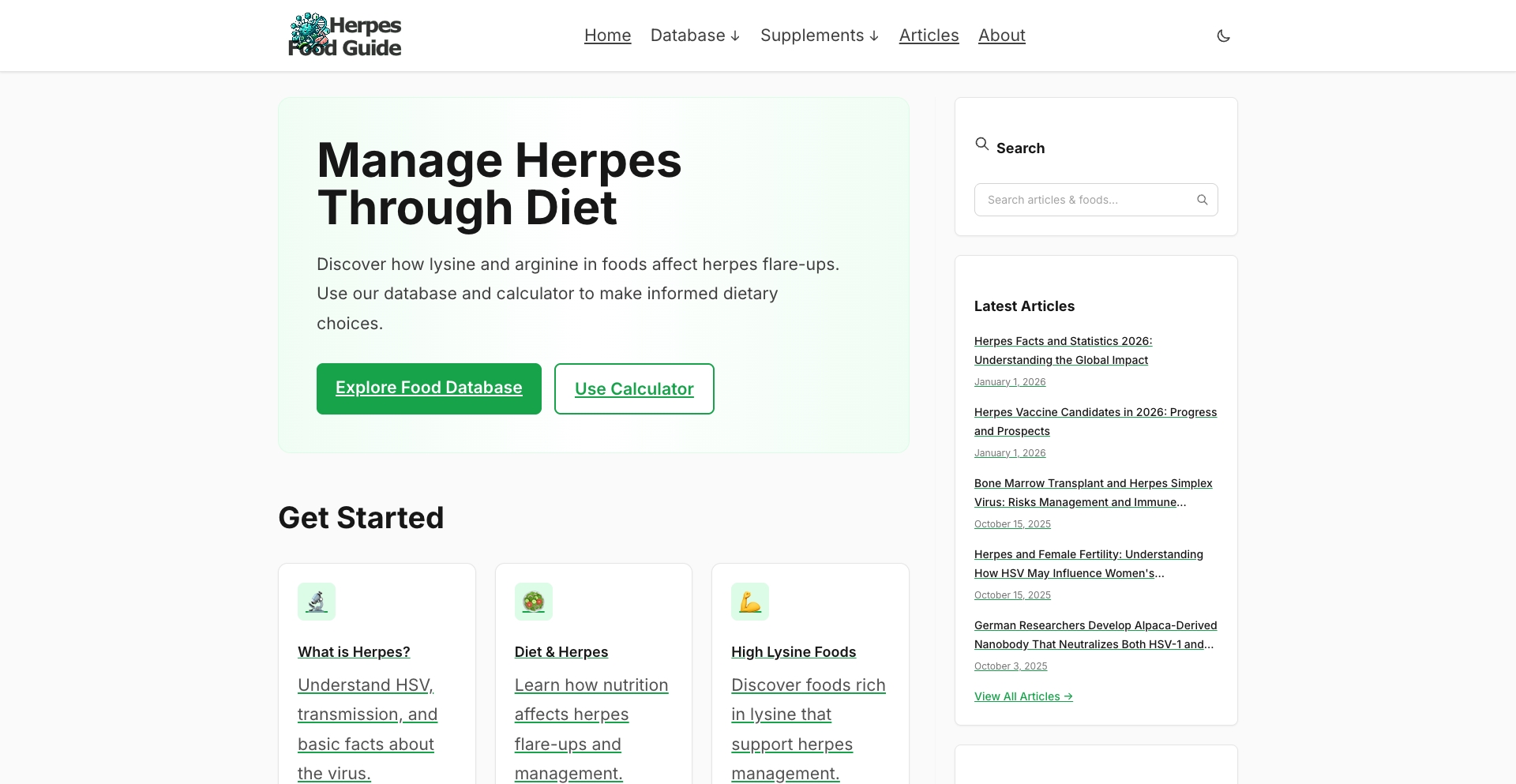 Herpes Food Guide tool programmatic SEO template - 79 monthly traffic
