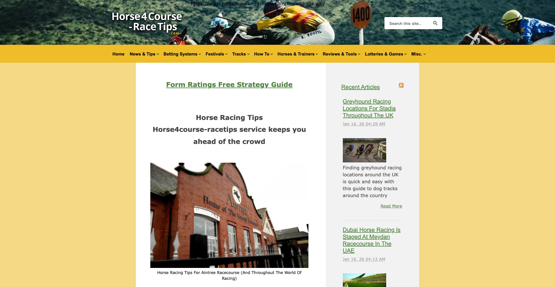 Horse 4 Course Race Tips date-template programmatic SEO template - 165 monthly traffic