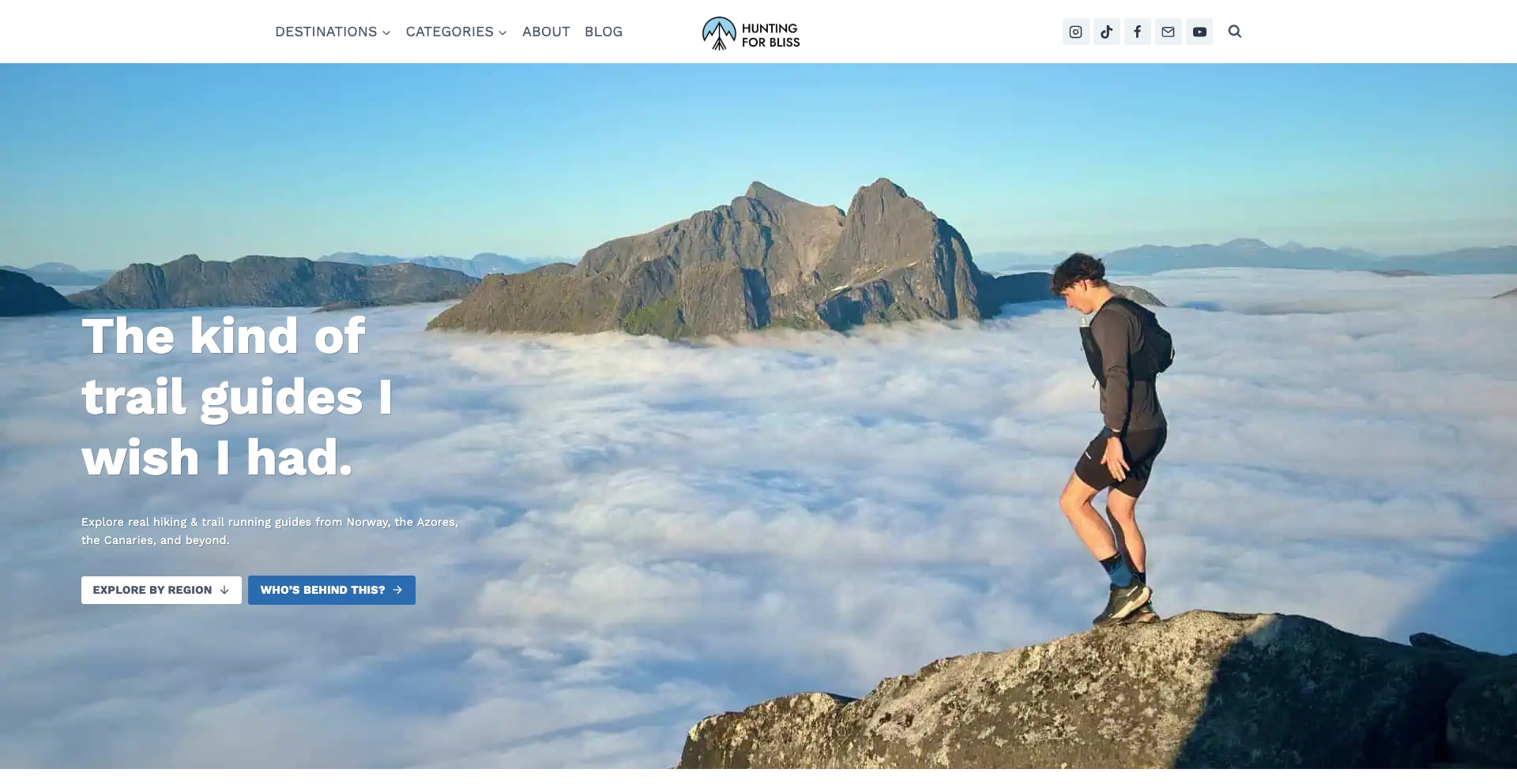 Trail & Travel Guides | Hunting for Bliss location-data programmatic SEO template - 276 monthly traffic