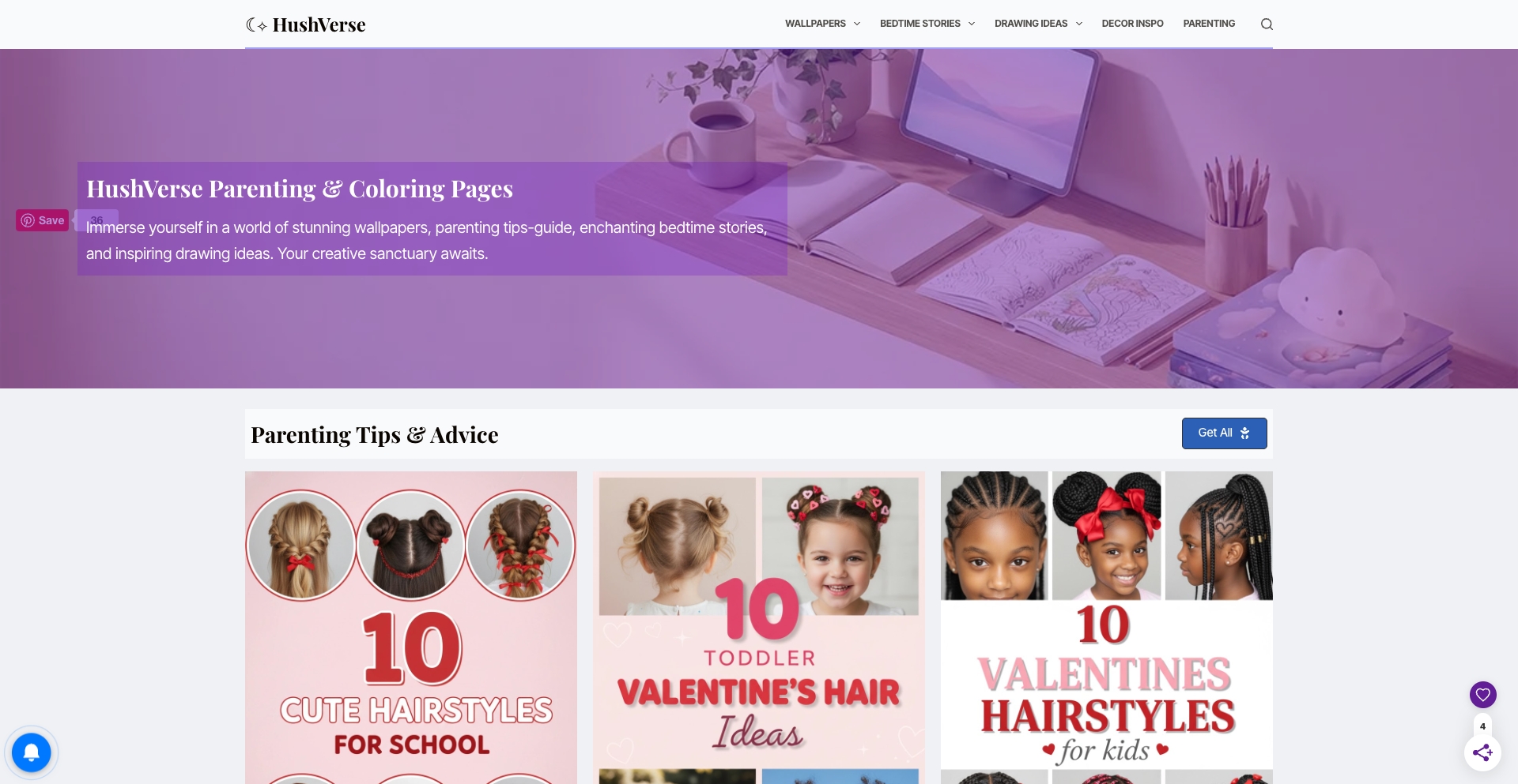 HushVerse – Parenting Tips, Bedtime Stories, Drawing Ideas, Coloring Pages, Wallpapers! content programmatic SEO template - 2 monthly traffic