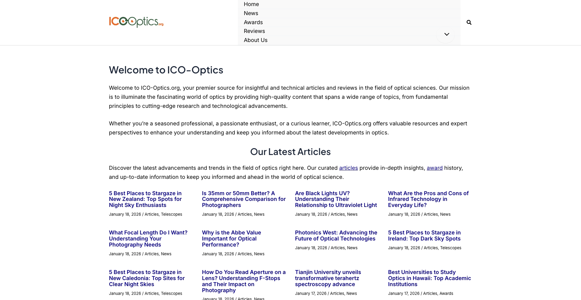 Ico Optics content programmatic SEO template - 0 monthly traffic