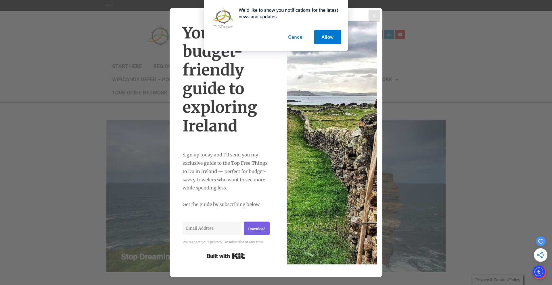 Ireland On A Budget location-template programmatic SEO template - 409 monthly traffic