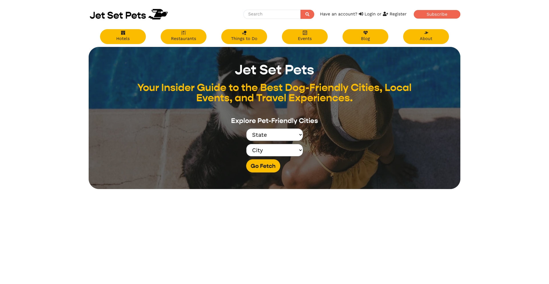 Jet Set Pets | Pet-Friendly Travel Guides & Local Dog Events location-data programmatic SEO template - 6732 monthly traffic