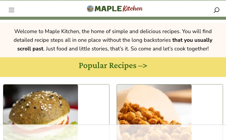 Maple Kitchen recipe programmatic SEO template - 169 monthly traffic