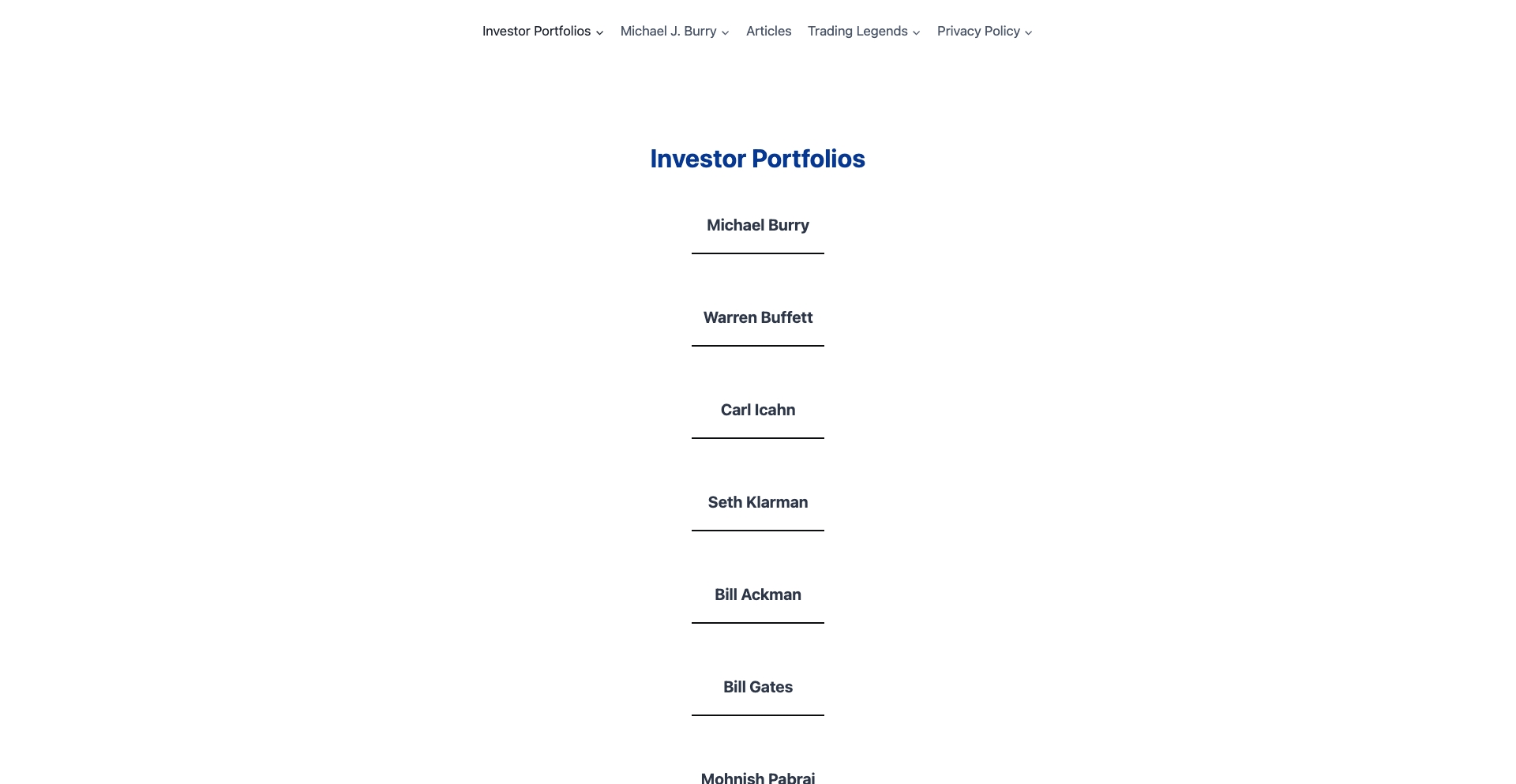 Investor Portfolios entity-database programmatic SEO template - 17372 monthly traffic