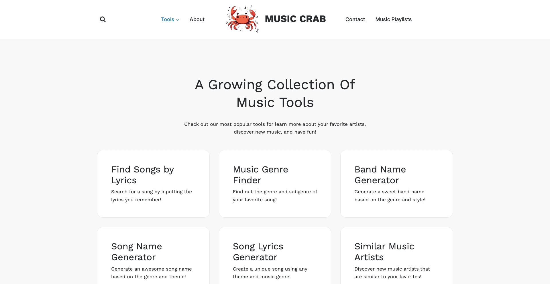 Music Crab topic-template programmatic SEO template - 0 monthly traffic