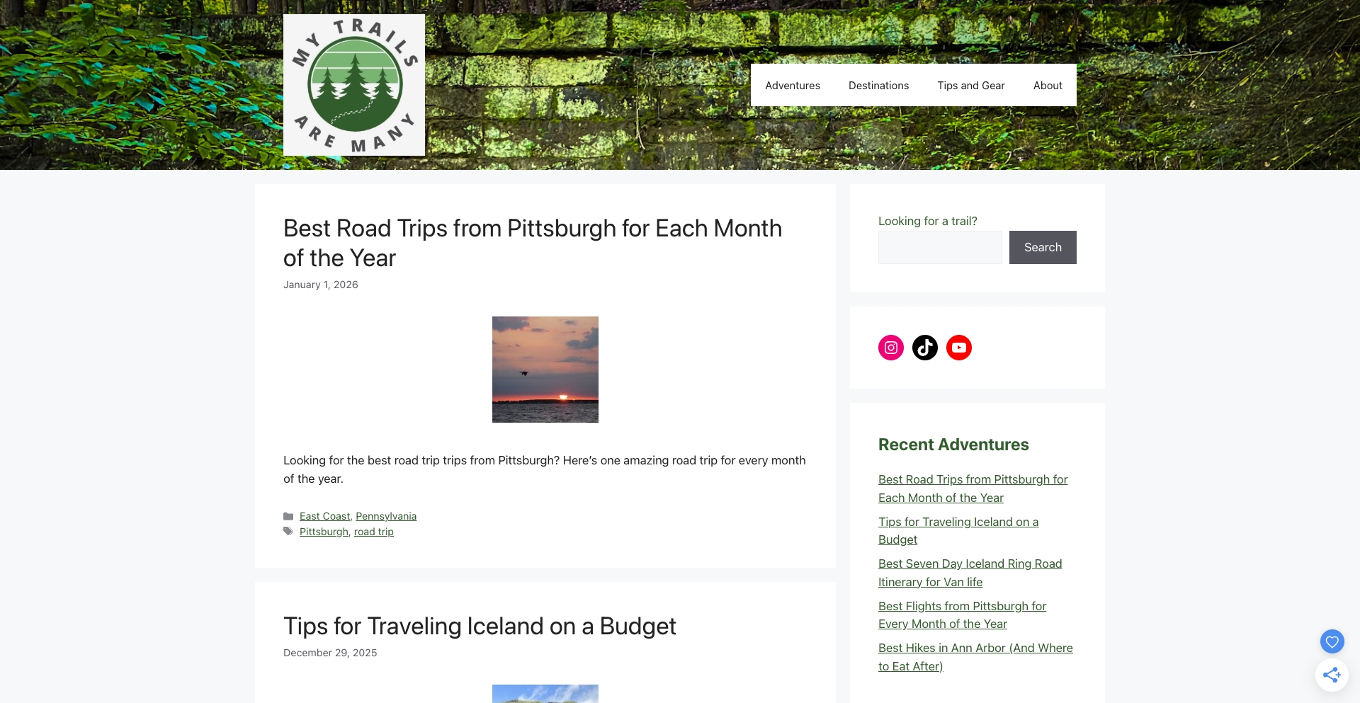 My Trails Are Many location-data programmatic SEO template - 8393 monthly traffic