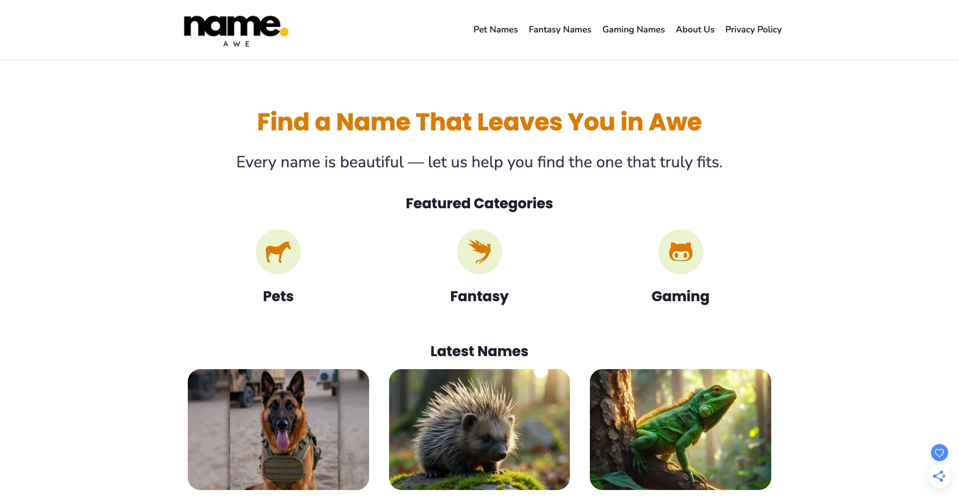 Name Awe entity-database programmatic SEO template - 130 monthly traffic