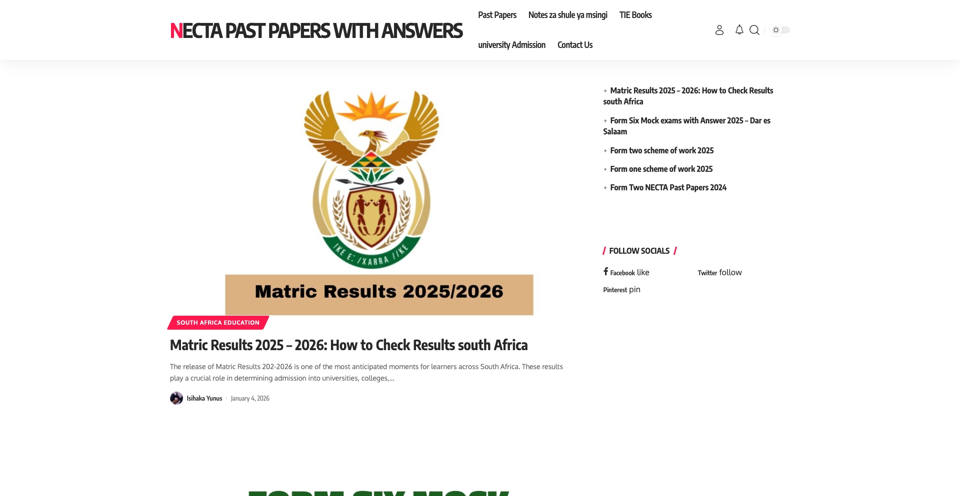 Necta past papers with Answers entity-database programmatic SEO template - 627 monthly traffic