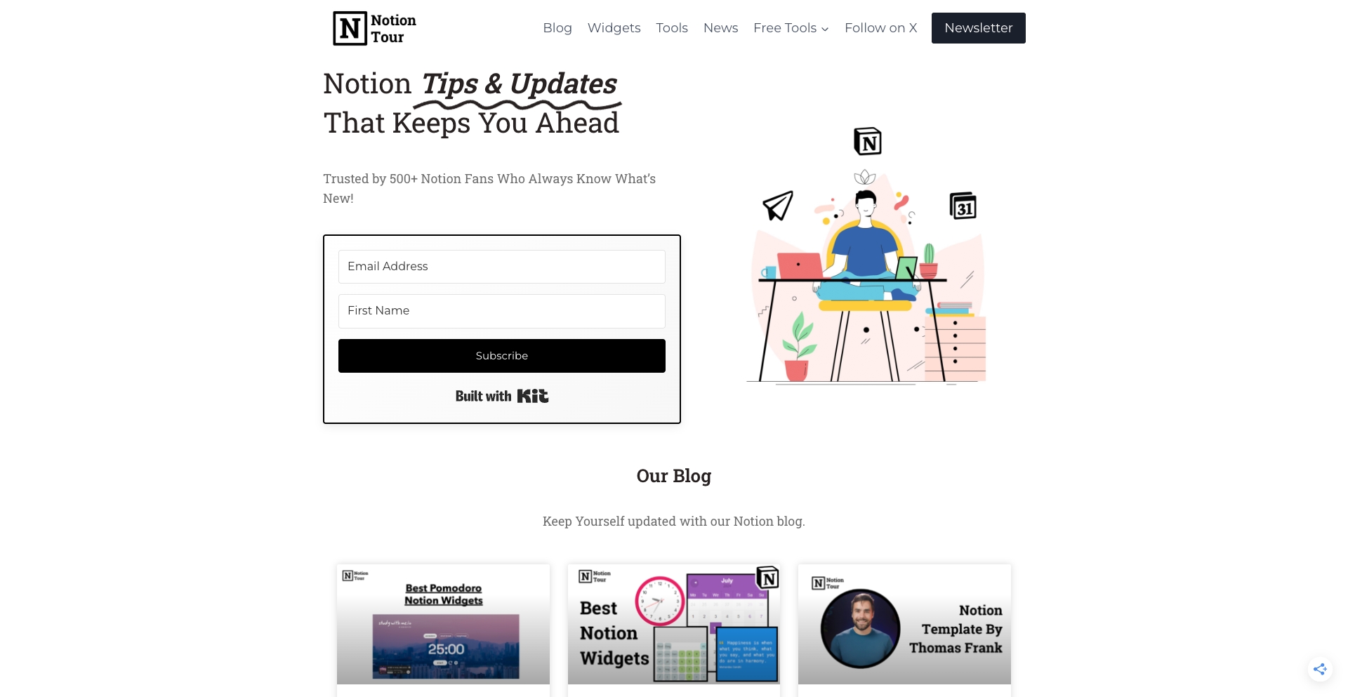 Notiontour tool programmatic SEO template - 565 monthly traffic