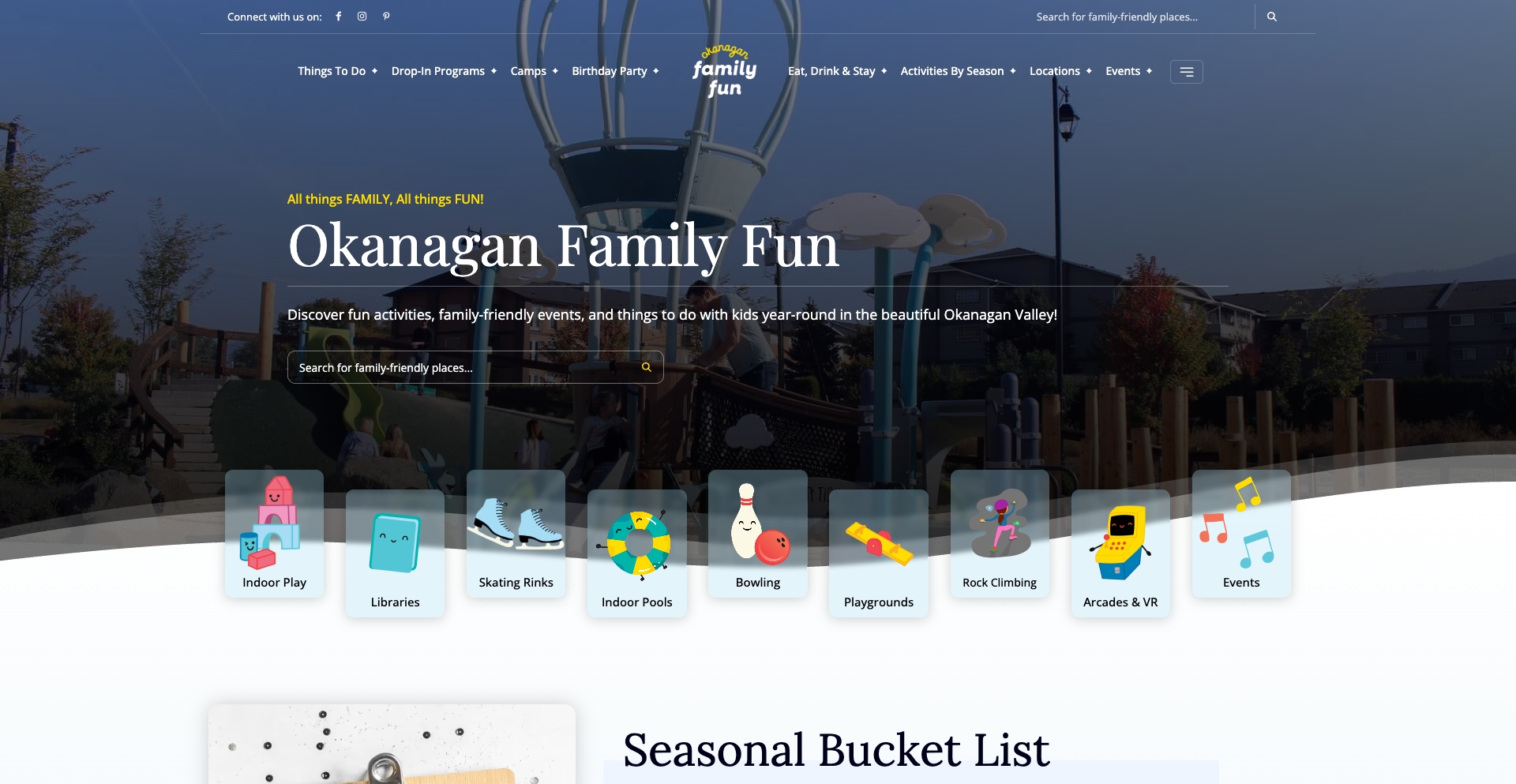 Okanagan Family Fun location-template programmatic SEO template - 1.1K monthly traffic