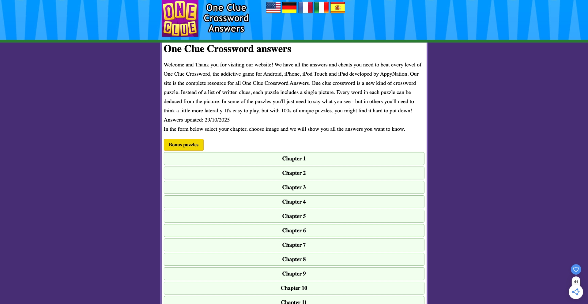 One Clue Crossword solution-database programmatic SEO template - 1.4K monthly traffic