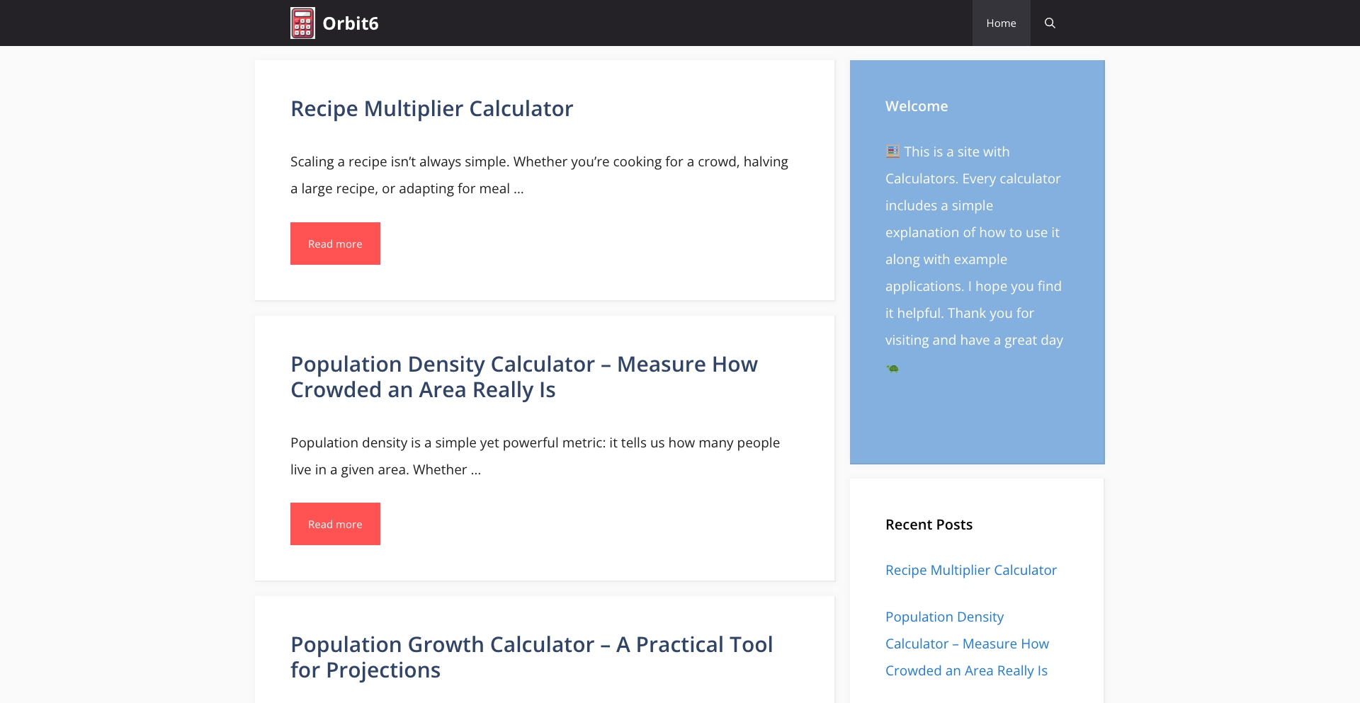 Orbit6 | Calculators for everyone tool programmatic SEO template - 36 monthly traffic
