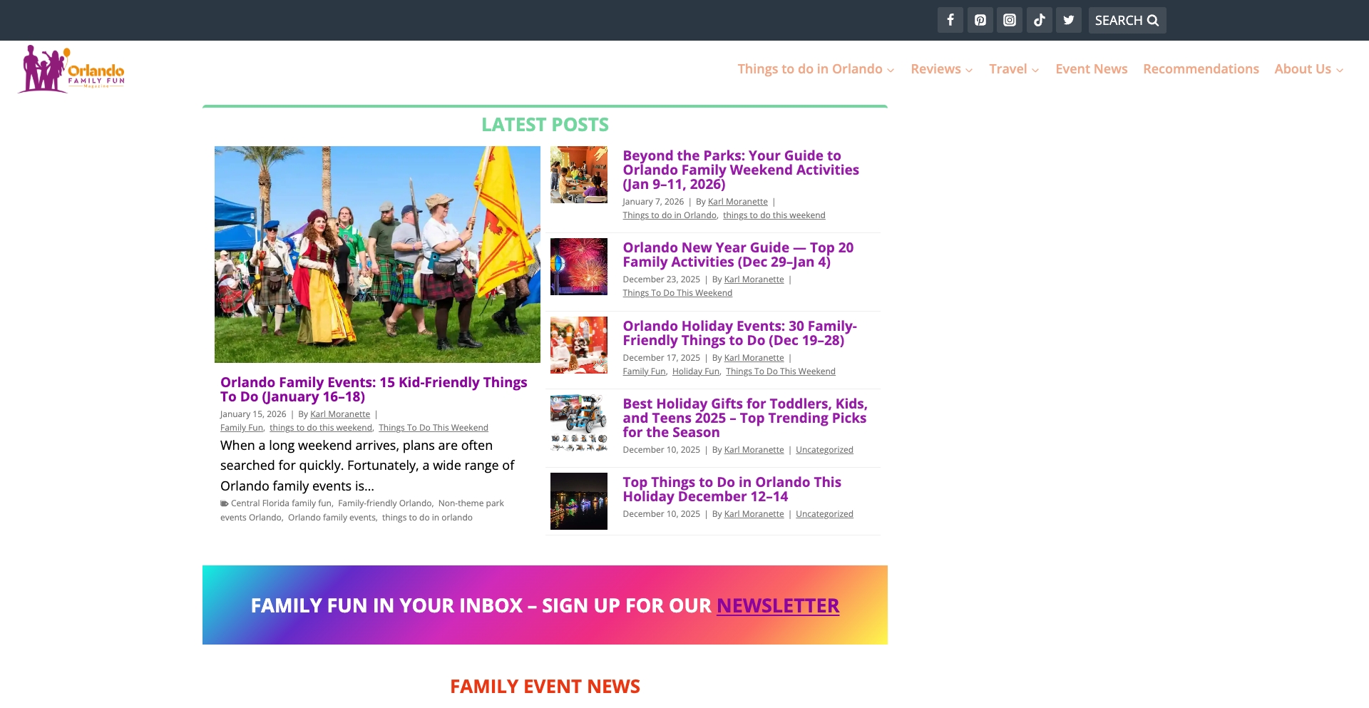 Orlando Family Fun Mag date-location programmatic SEO template - 317 monthly traffic